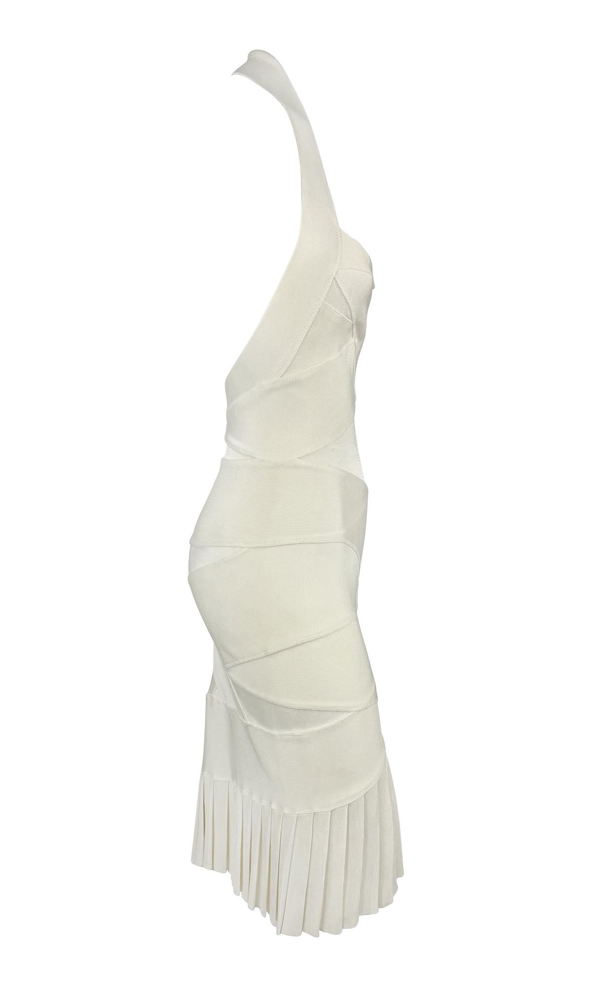 S/S 2006 Alexander McQueen Runway White Bandage Strap Sheer Bodycon Halter Dress 2