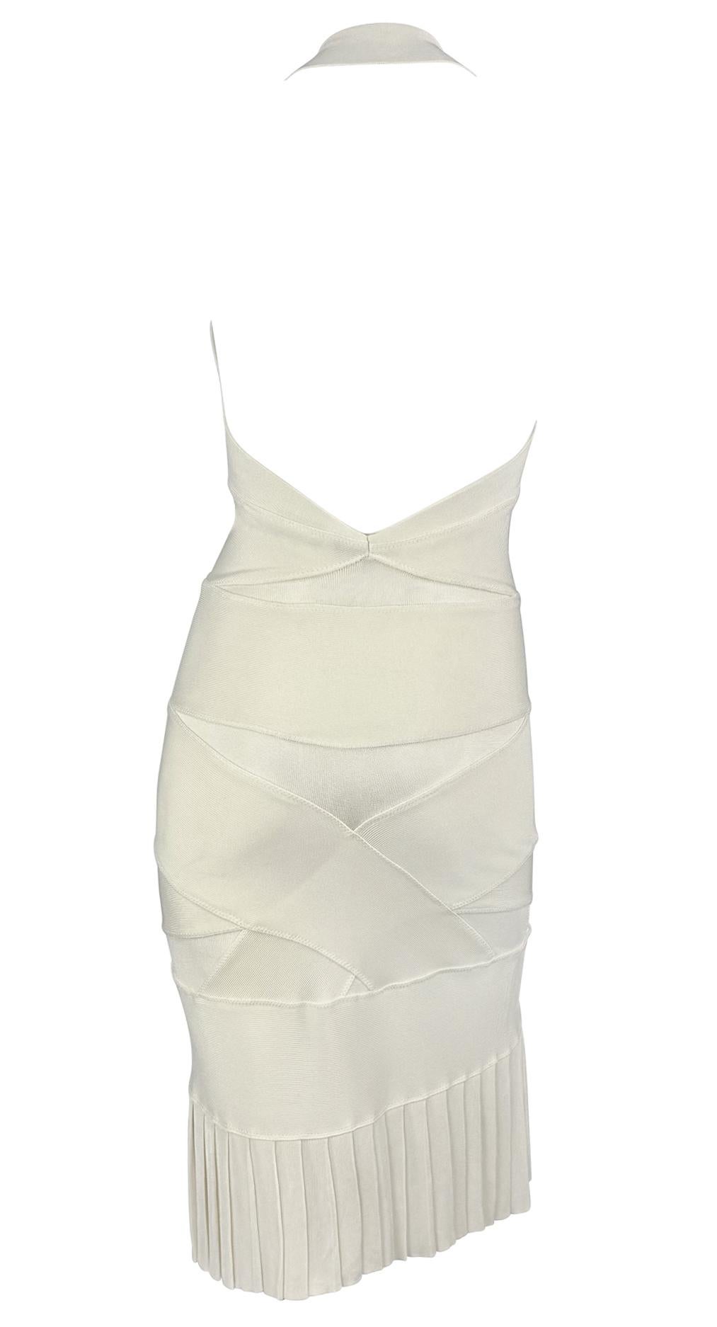 S/S 2006 Alexander McQueen Runway White Bandage Strap Sheer Bodycon Halter Dress 3