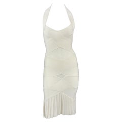 S/S 2006 Alexander McQueen Runway White Bandage Strap Sheer Bodycon Halter Dress