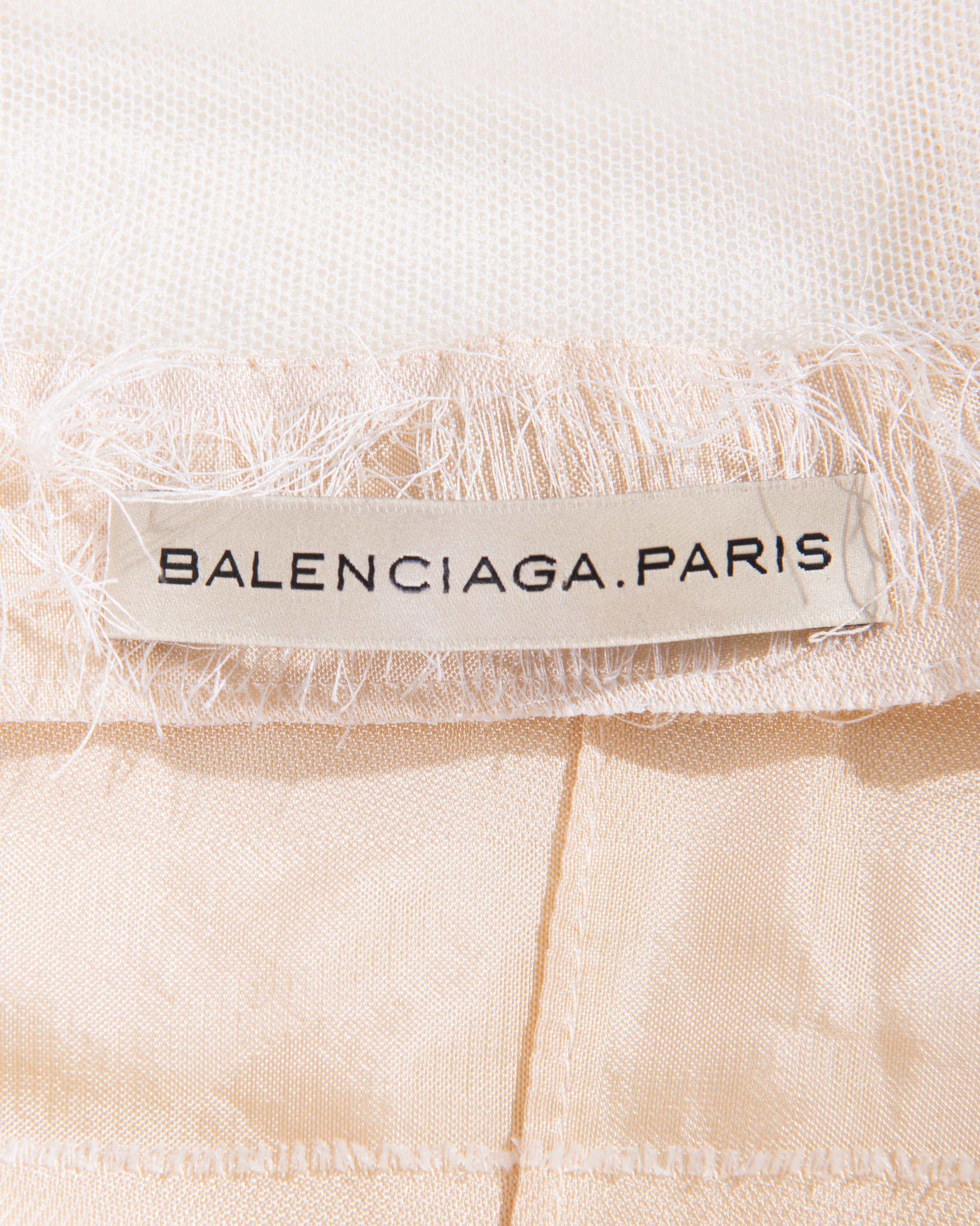 S/S 2006 Balenciaga by Nicolas Ghesquiere  Ecru Mesh Fringe Dress For Sale 6
