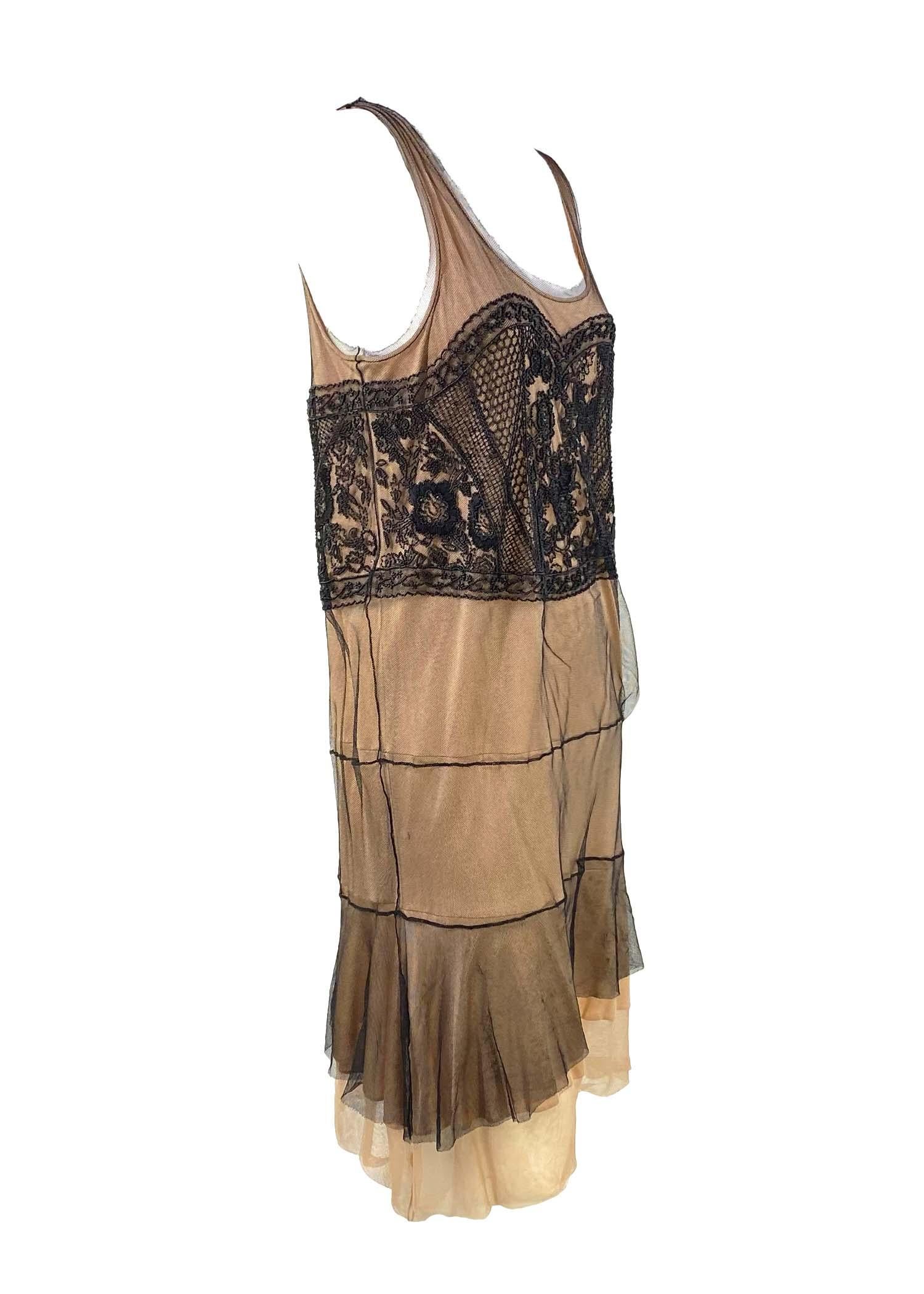 Brown S/S 2006 Christian Dior by John Galliano Beaded Mesh Dress New with Tags Runway