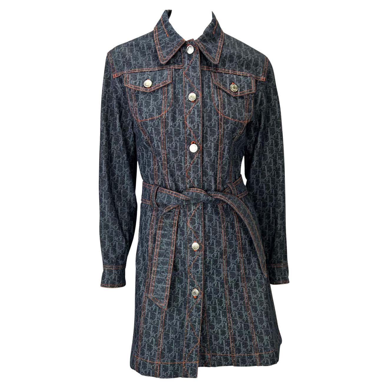 S/S 2006 Christian Dior by John Galliano Diorissimo Denim Logo Trench ...