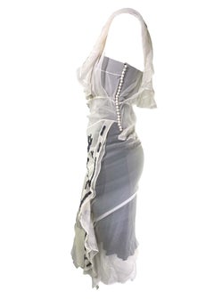 F/W 2006 Christian Dior by John Galliano Floral Beaded Silk Chiffon Dress