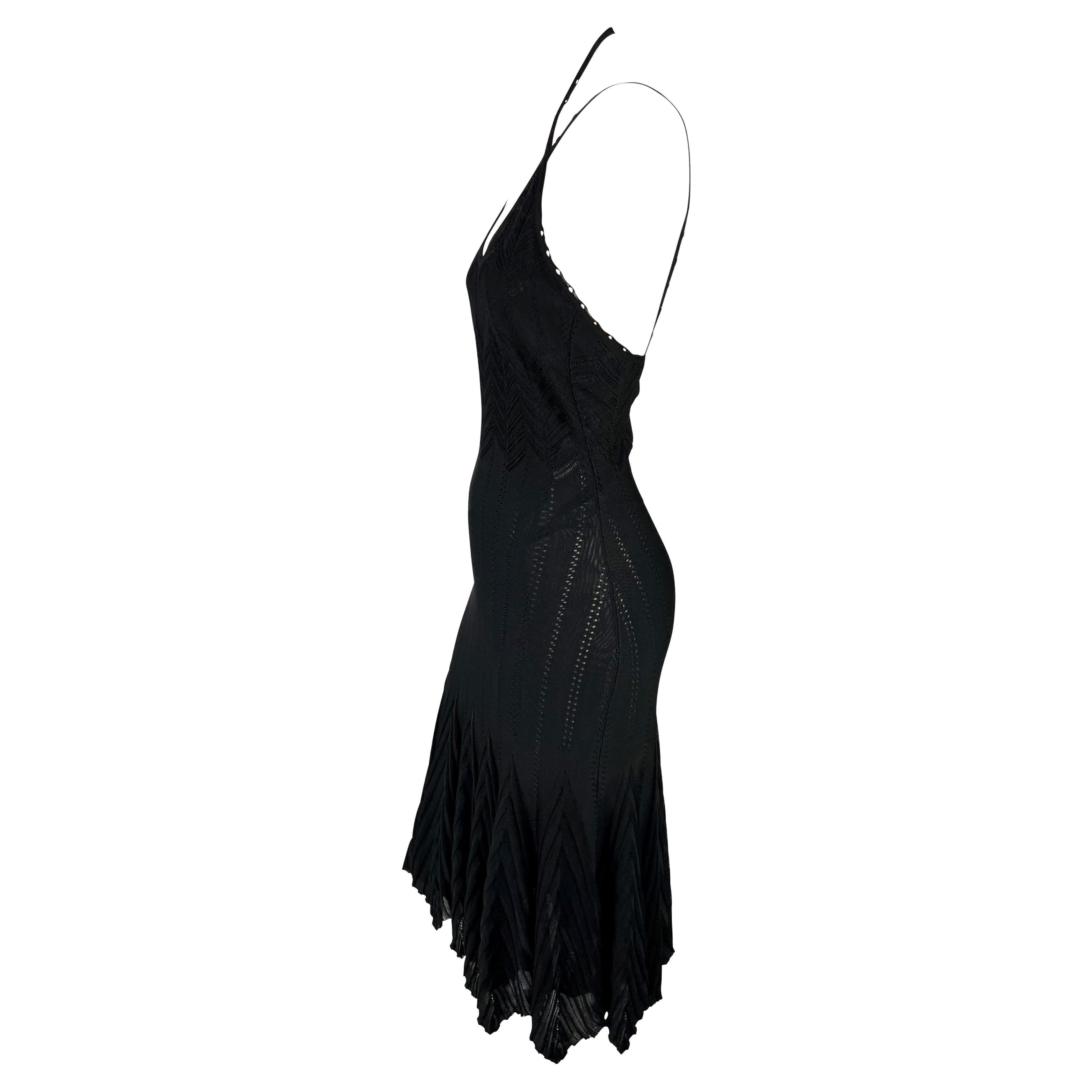 S/S 2006 Christian Dior by John Galliano Sheer Stretch Knit Black Flare Dress In Excellent Condition For Sale In West Hollywood, CA