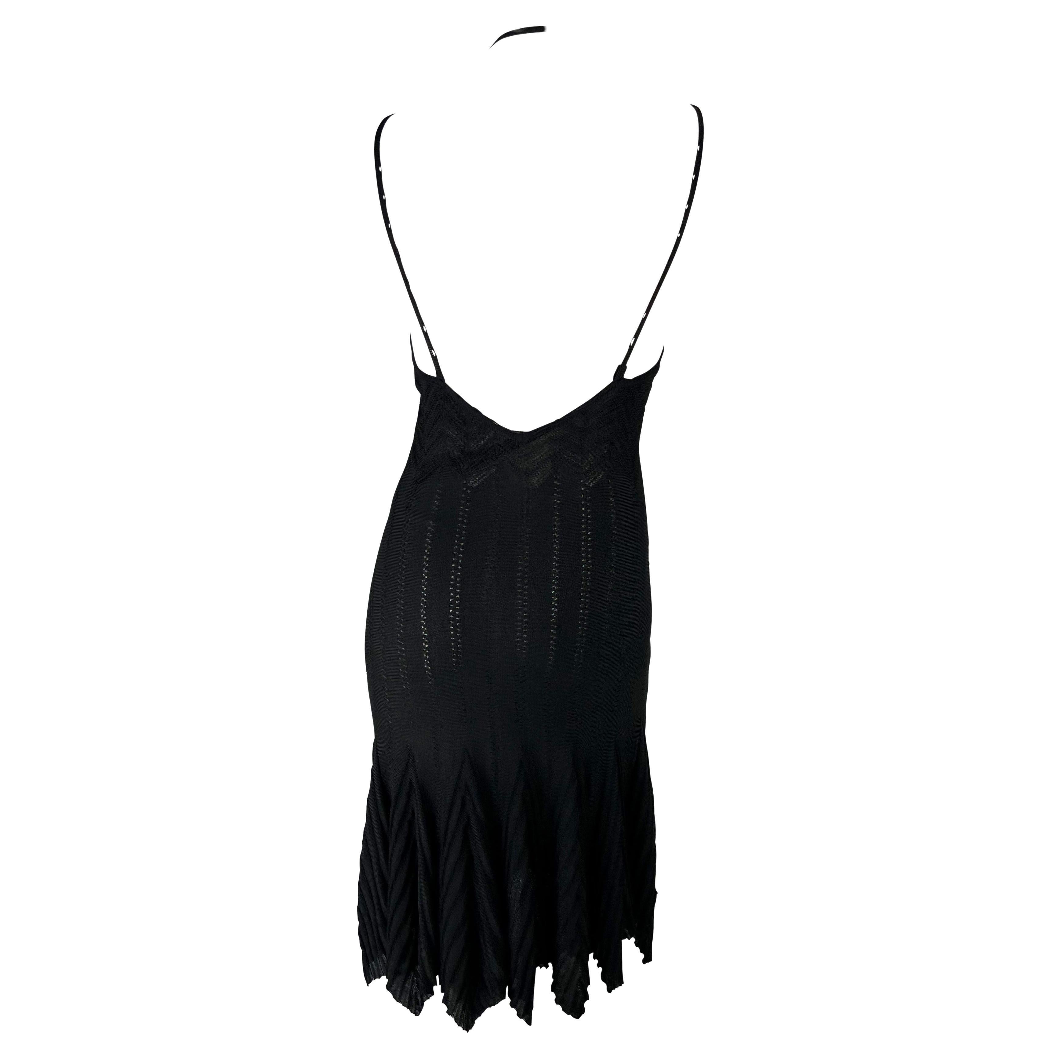 Women's S/S 2006 Christian Dior by John Galliano Sheer Stretch Knit Black Flare Dress For Sale