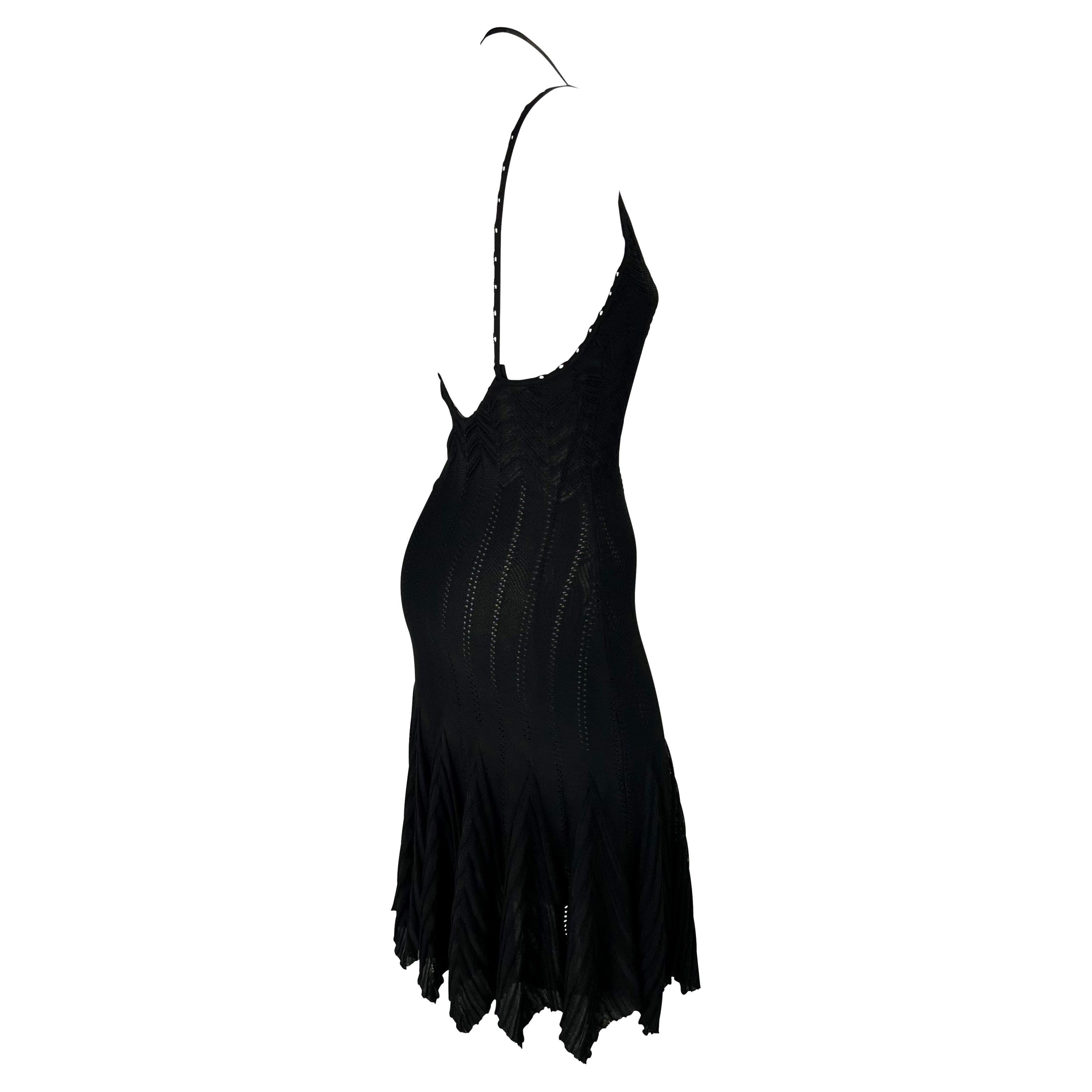 Robe évasée noire en maille extensible transparente Christian Dior by John Galliano, P/E 2006 Pour femmes en vente