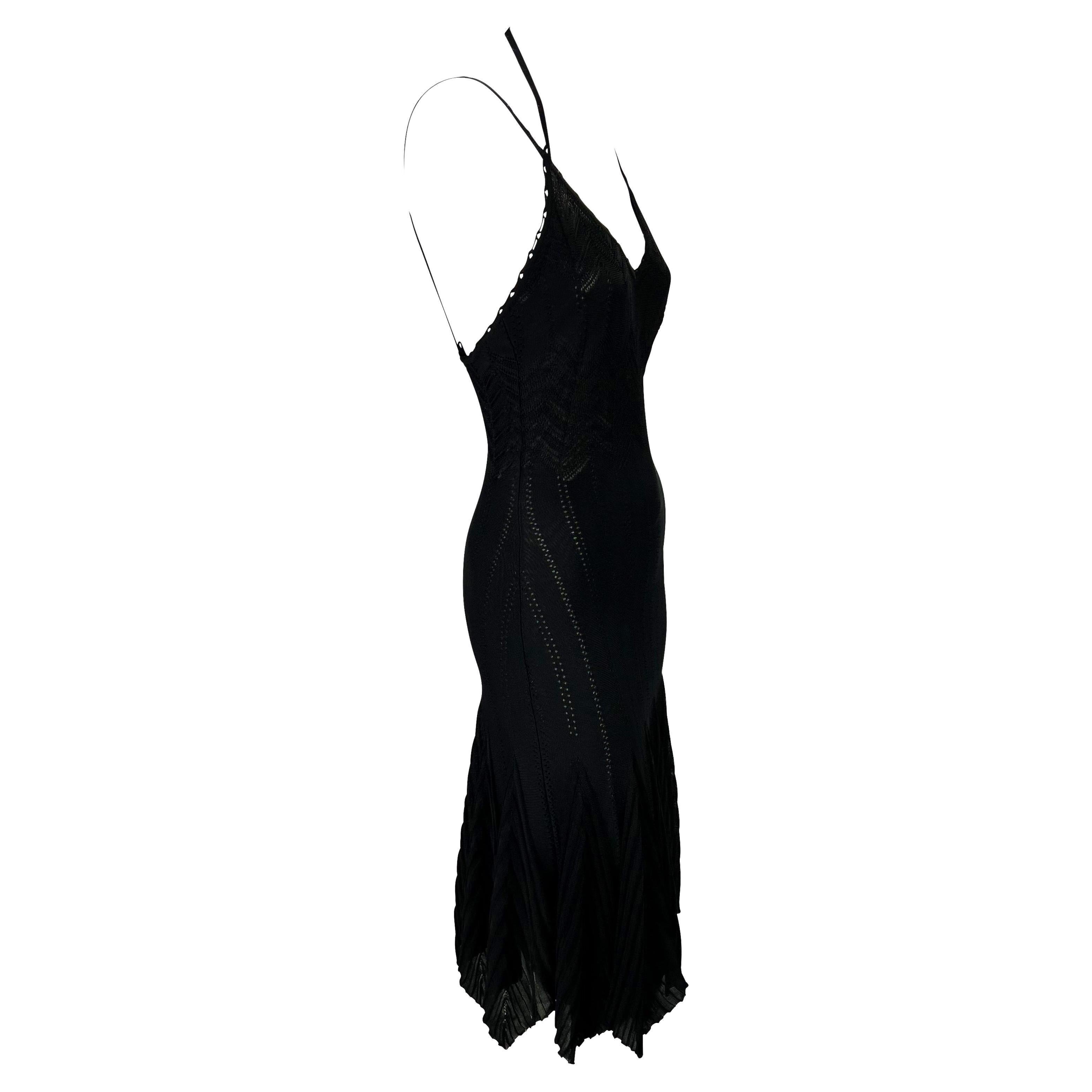 S/S 2006 Christian Dior by John Galliano Sheer Stretch Knit Black Flare Dress For Sale 2