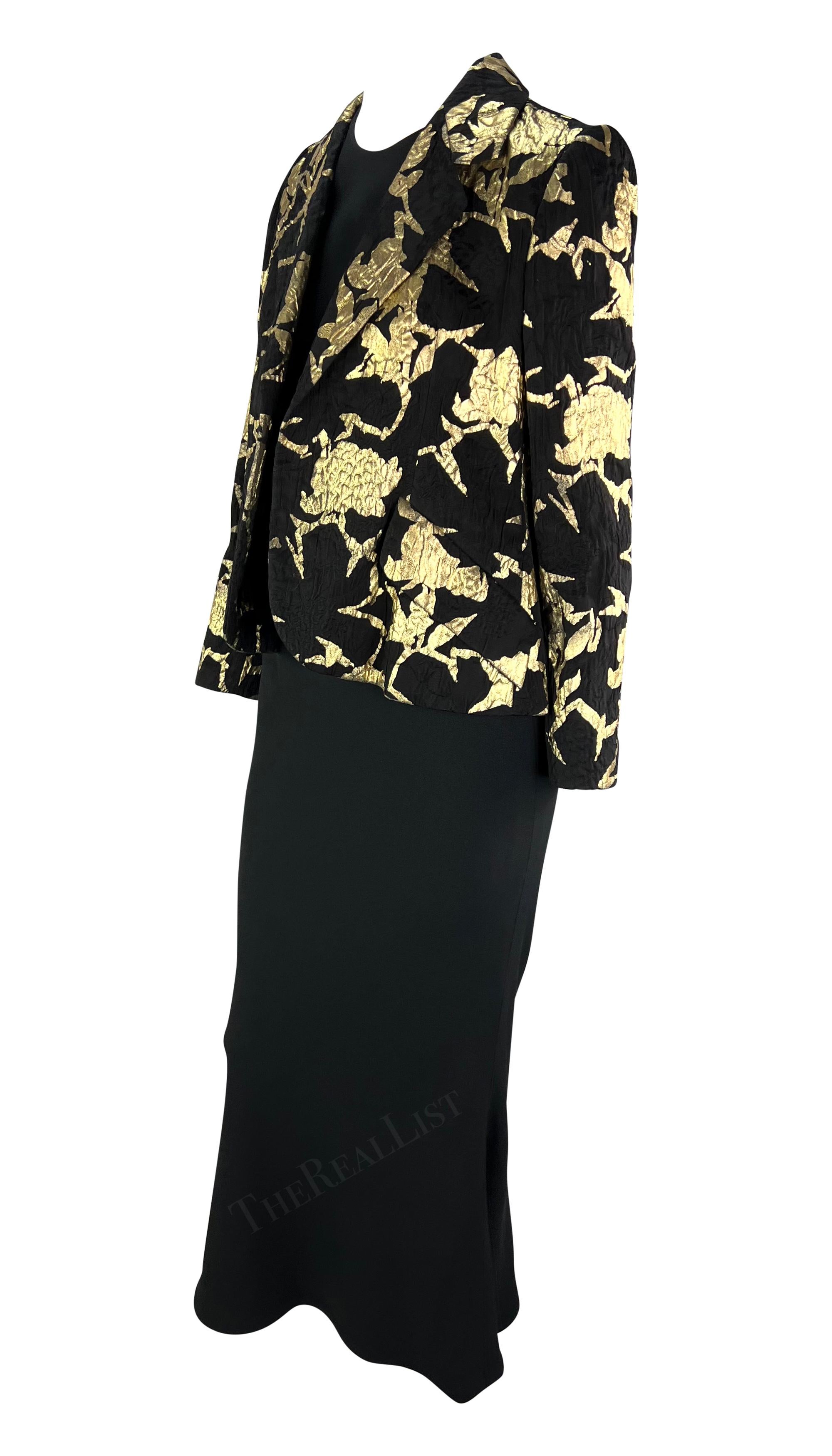 Women's S/S 2006 Christian Dior Haute Couture by Galliano Gold Black Dress Jacket Set For Sale