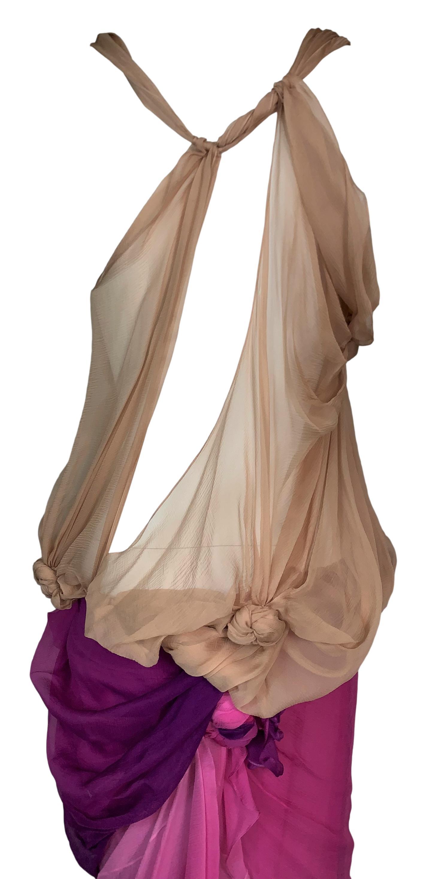 S/S 2006 Christian Dior John Galliano Runway Sheer Nude Pink Silk Gown Dress In Good Condition In Yukon, OK