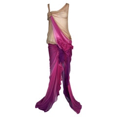 S/S 2006 Christian Dior John Galliano Runway Sheer Nude Pink Silk Gown Dress