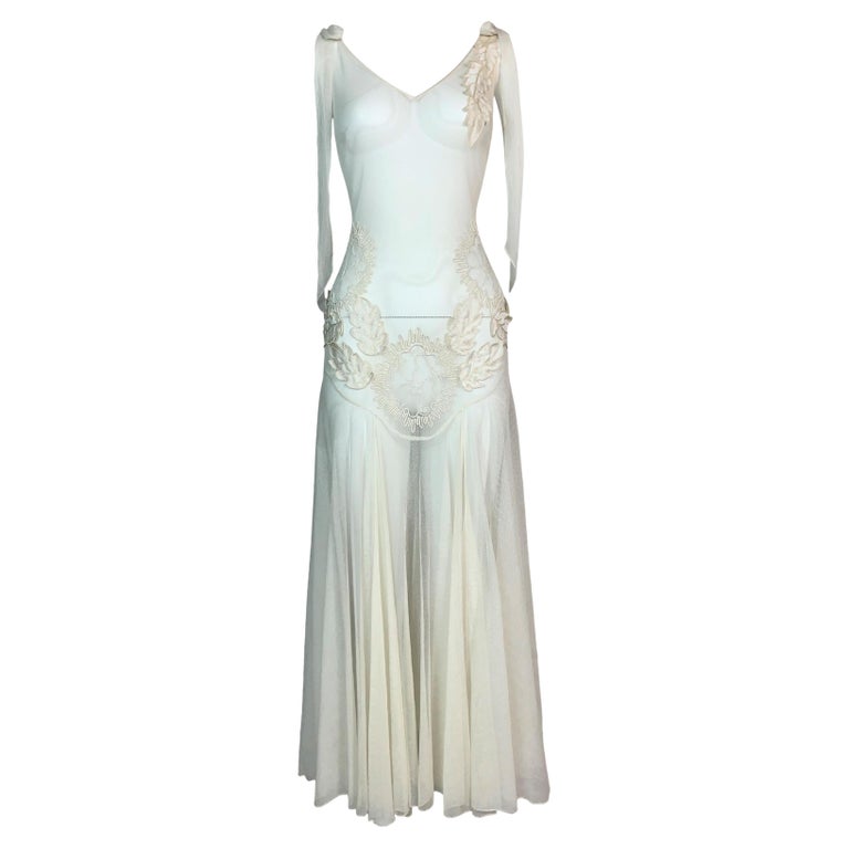 Robe Chic Galliano - Taille 38 - Blanc Crème - Viscose - Col V - Neuf Avec étiquette