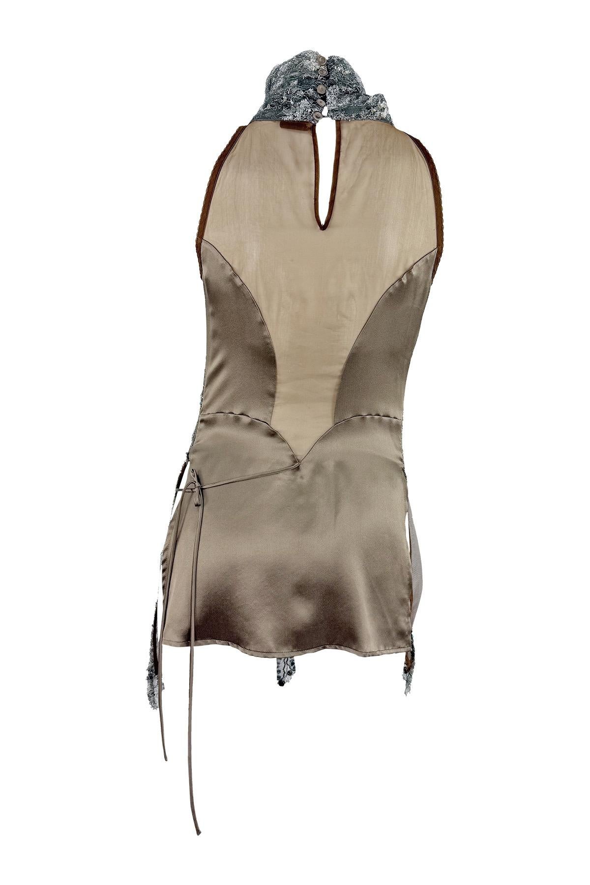 S/S 2006 Gianfranco Ferré Transparentes Türkis Perlenbesetztes Ärmelloses Braunes Tunika-Oberteil im Angebot 5