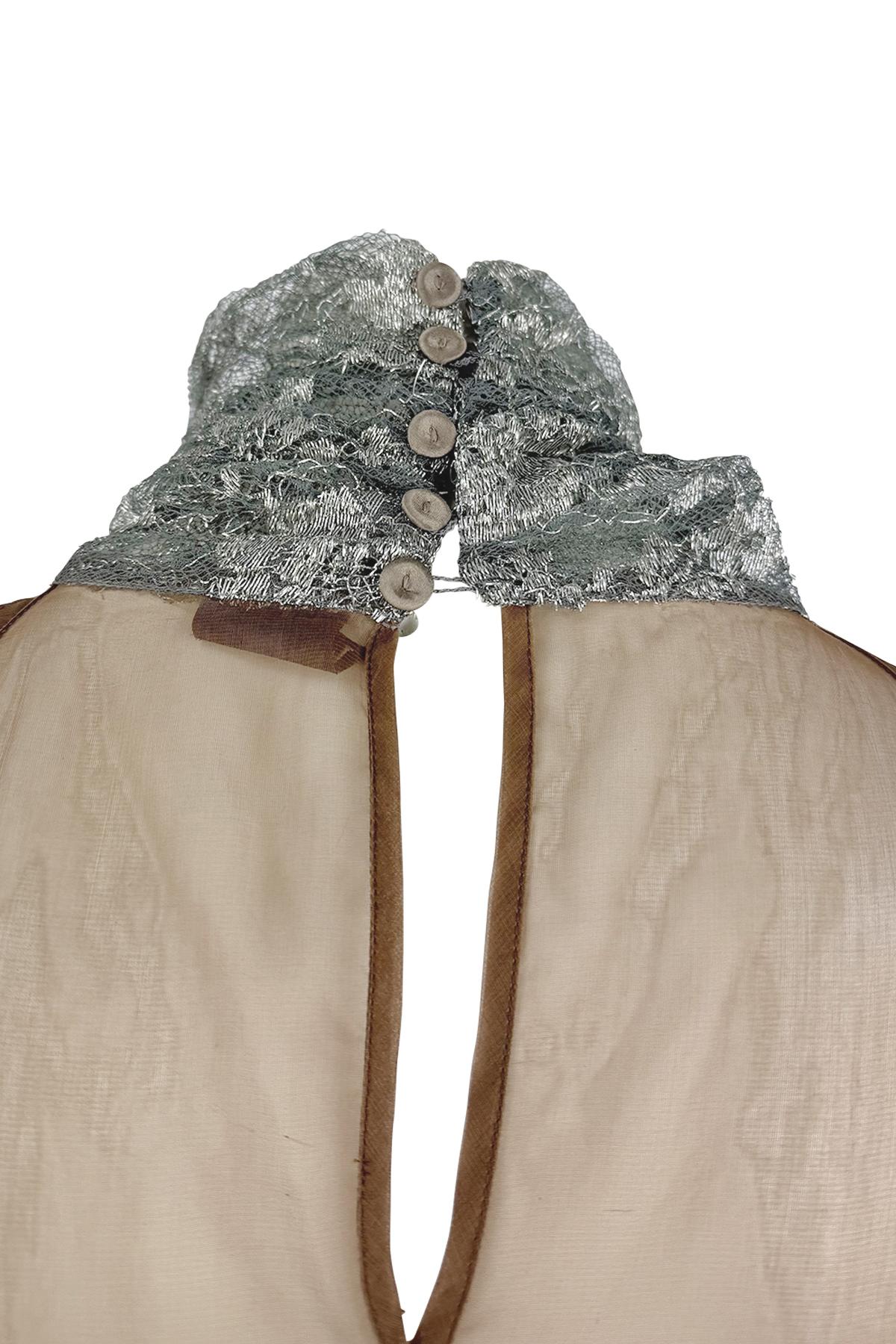 S/S 2006 Gianfranco Ferré Transparentes Türkis Perlenbesetztes Ärmelloses Braunes Tunika-Oberteil im Angebot 6
