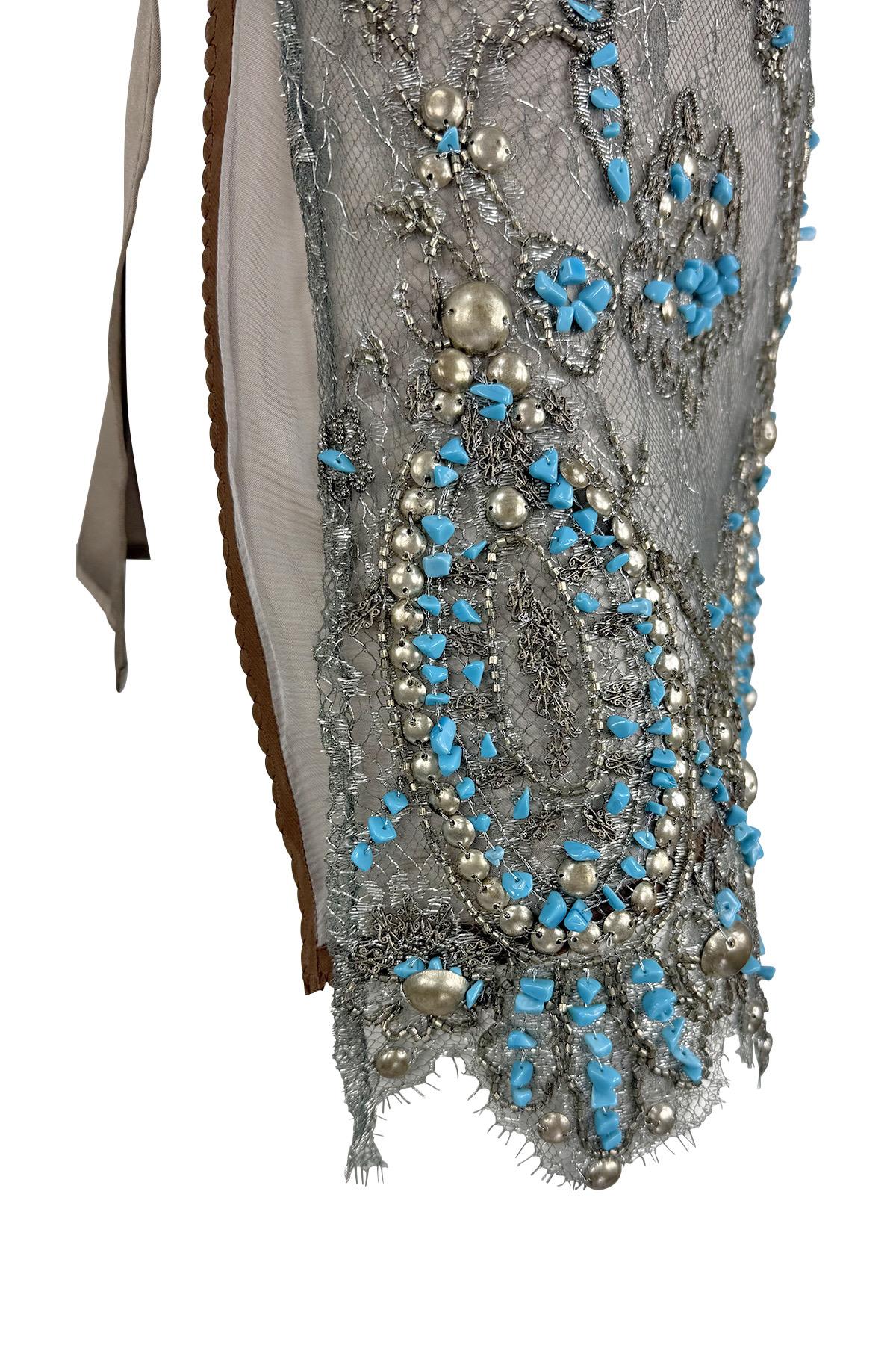 S/S 2006 Gianfranco Ferré Transparentes Türkis Perlenbesetztes Ärmelloses Braunes Tunika-Oberteil im Angebot 8