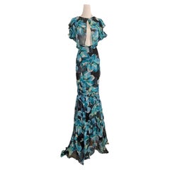 S/S 2006 L# 40 GUCCI FLORAL PRINT LONG SILK DRESS It 40 - 6