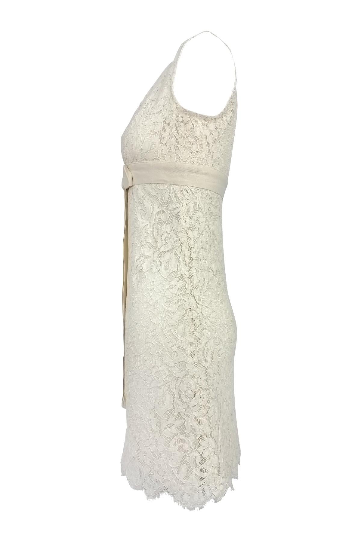 S/S 2006 Michael Kors Off-White Spitzenschleife Ärmelloses Minikleid Damen im Angebot