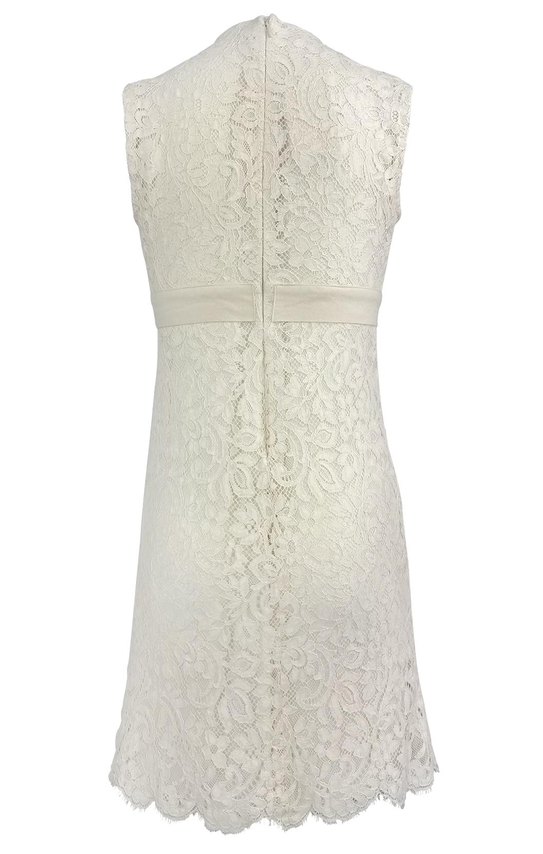 S/S 2006 Michael Kors Off-White Spitzenschleife Ärmelloses Minikleid im Angebot 1