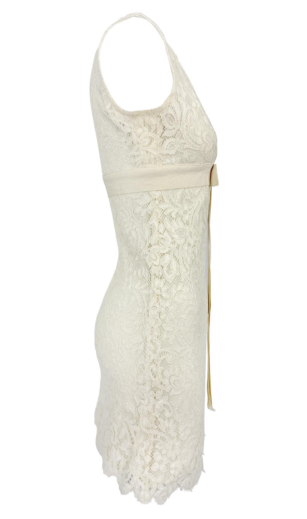 S/S 2006 Michael Kors Off-White Spitzenschleife Ärmelloses Minikleid im Angebot 2