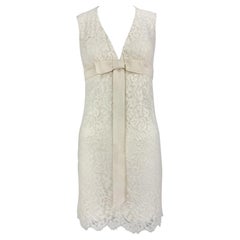 S/S 2006 Michael Kors Off-White Lace Bow Sleeveless Mini Dress