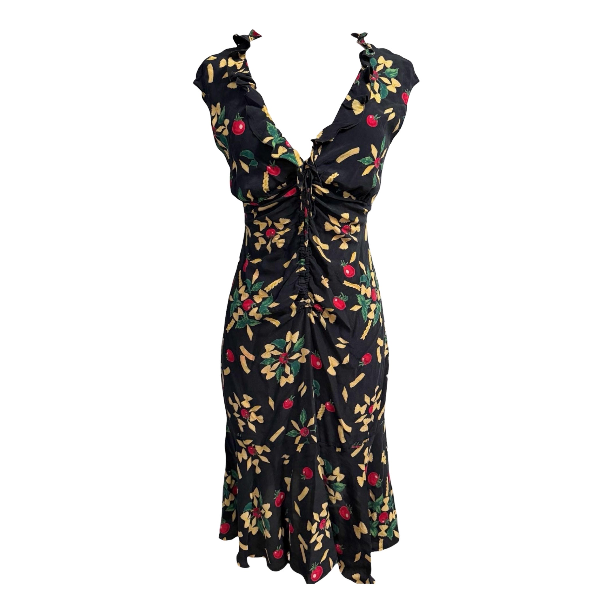 Moschino Cheap & Chic Seidenkleid mit Nudel-Print, Frühjahr/Sommer 2006 im Angebot
