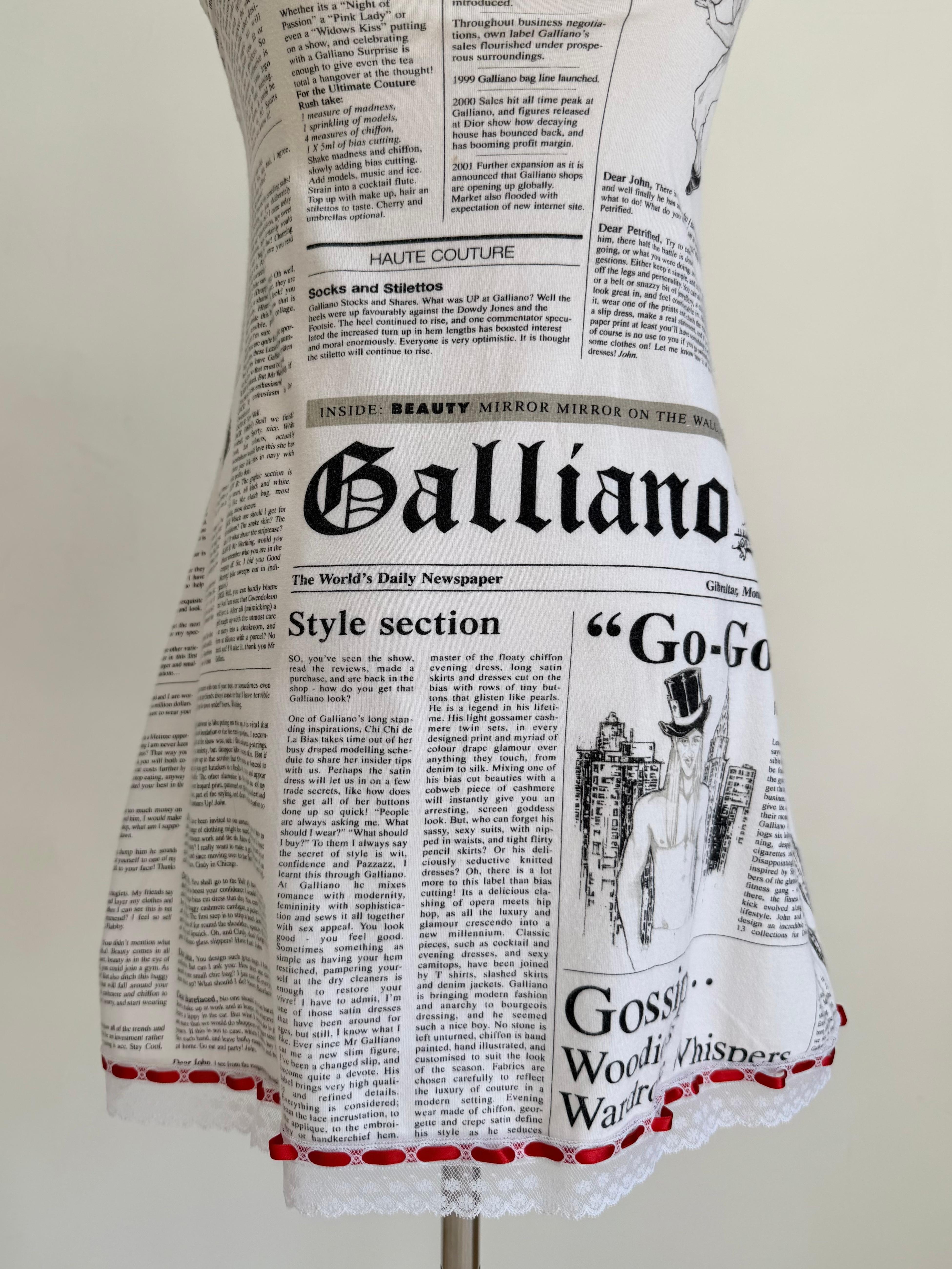 John Galliano Vintage S/S 2006 Women's White Cotton Gazette Mini