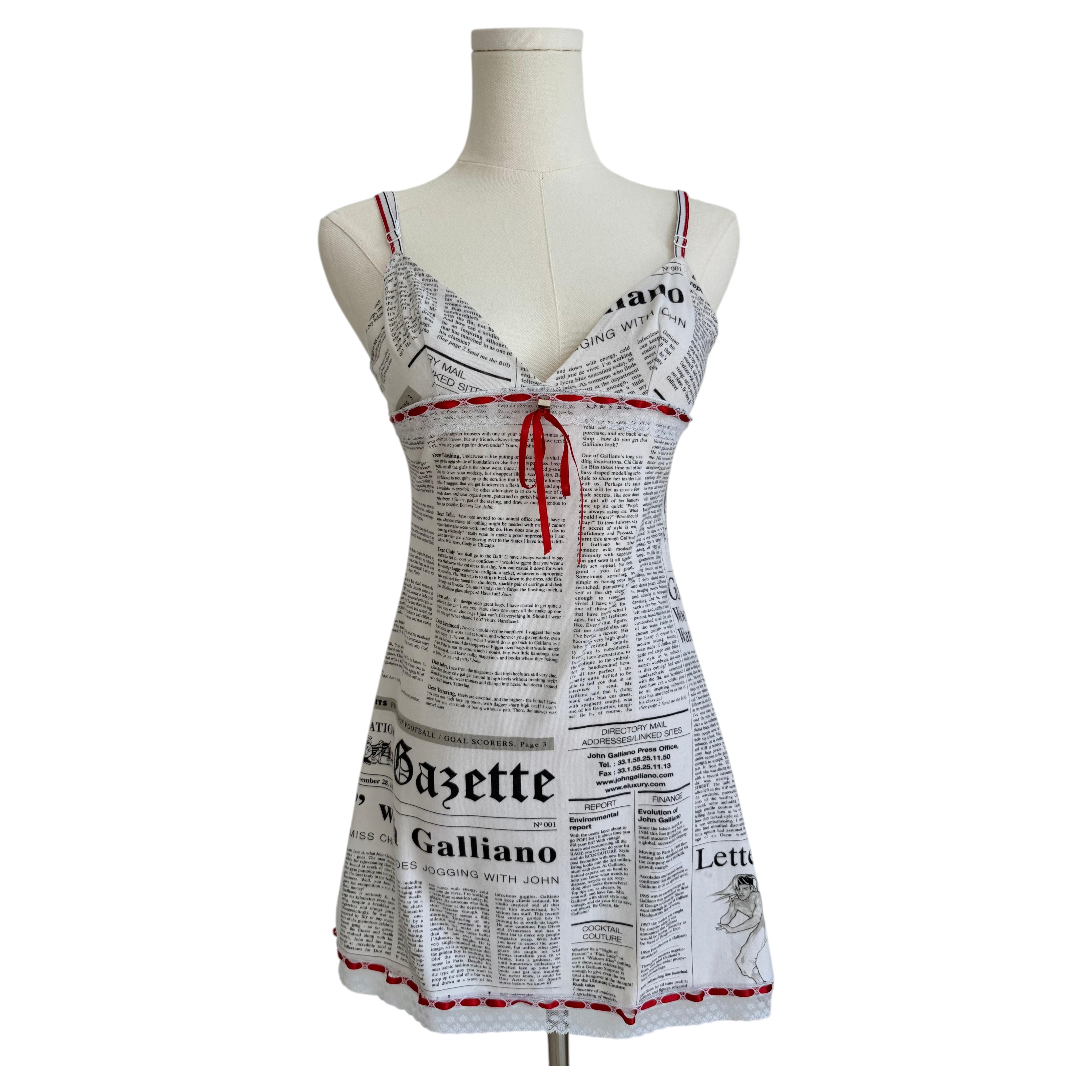 S/S 2006 White Newspaper “Gazette” Mini Dress