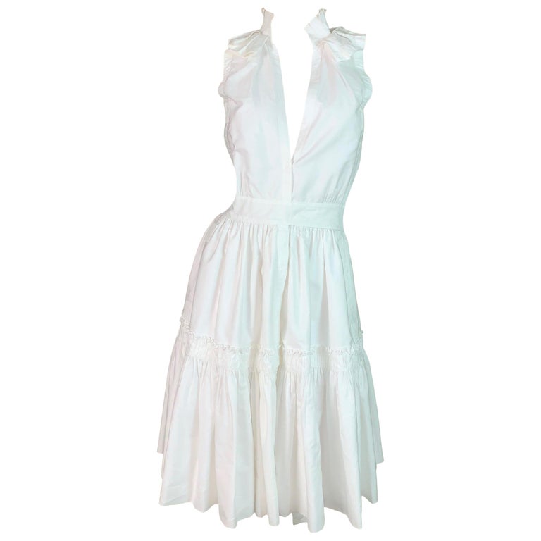S/S 2006 Yves Saint Laurent White Plunging Pinafore Apron Dress at 1stDibs