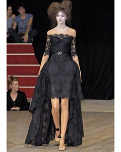S/S 2007 Alexander McQueen (Lifetime) White Lace Off-Shoulder Gown with Train