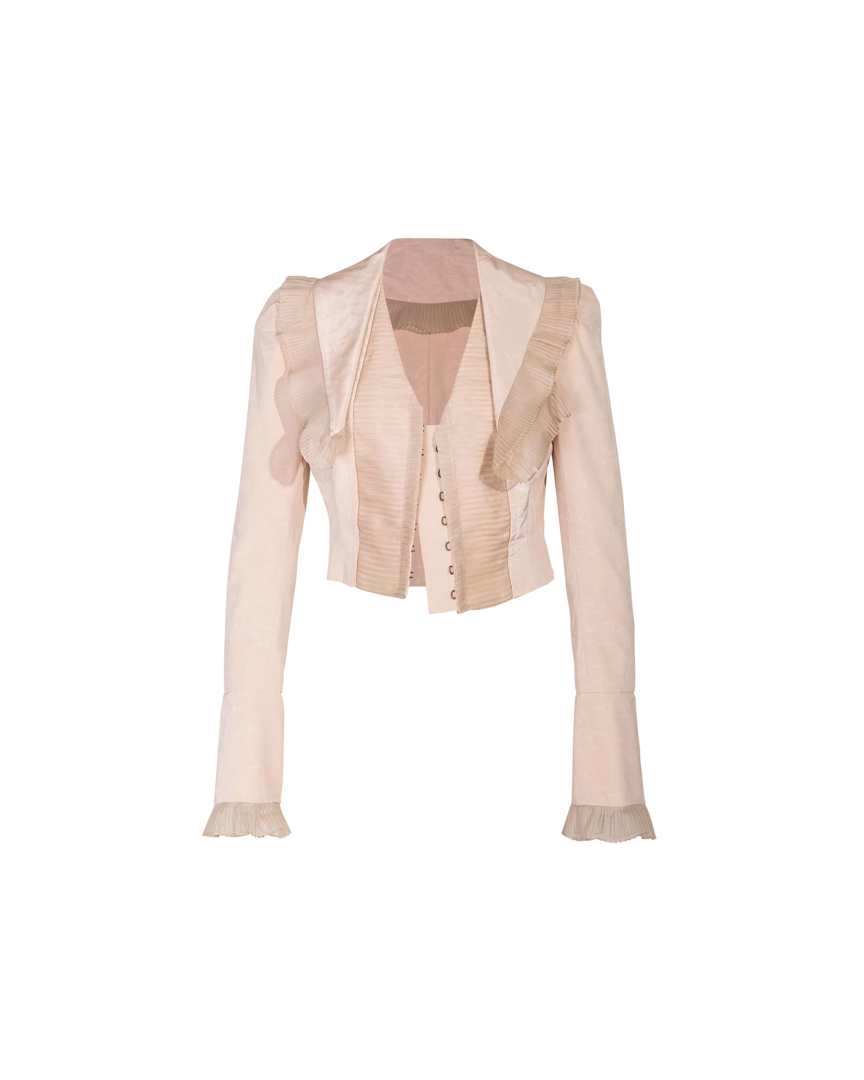 S/S 2007 Alexander McQueen Tan Evening Jacket with Pleated Ruffle Details 3