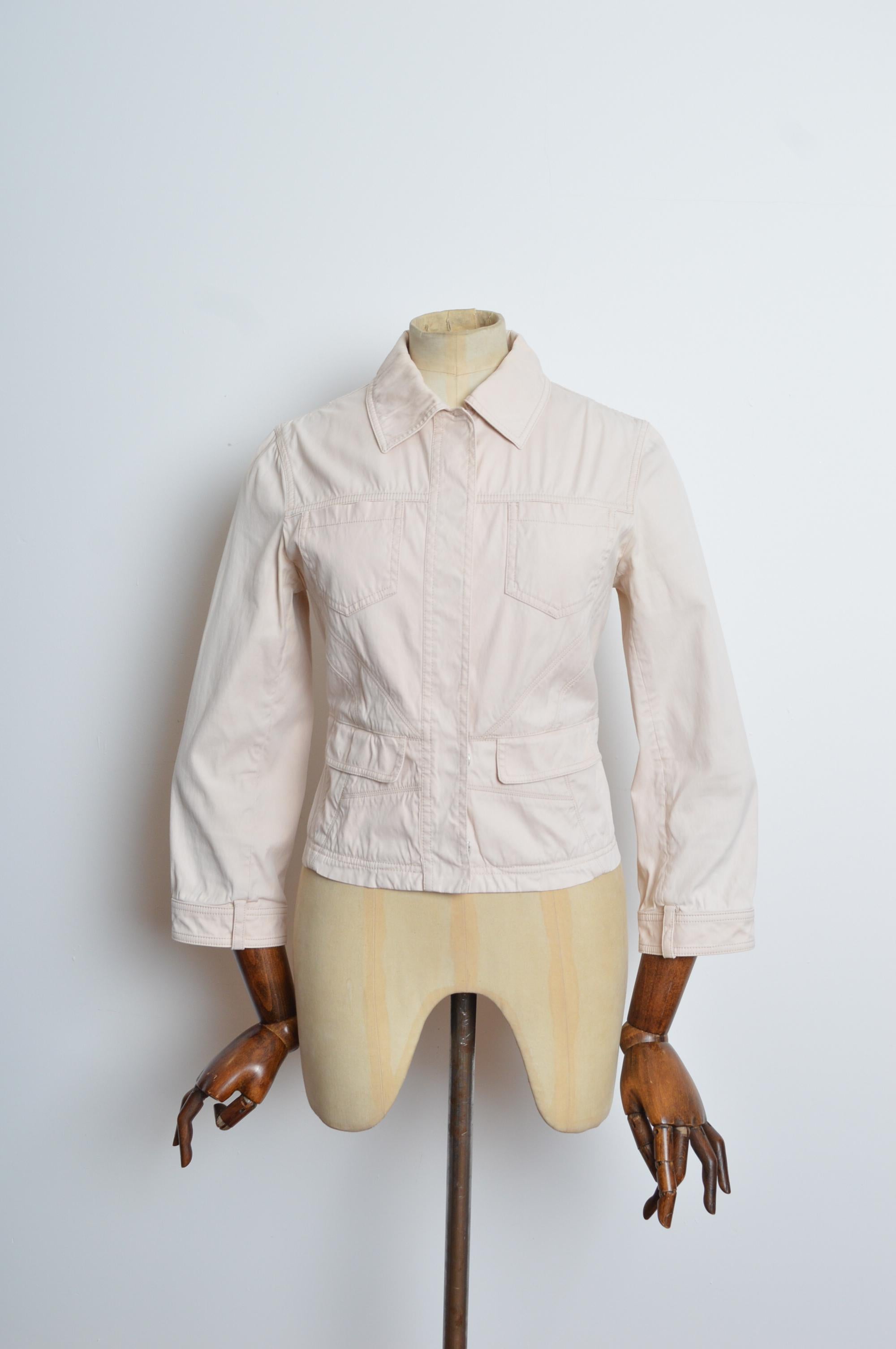 S/S 2007 Christian Dior by John Galliano Chic Cream Boxy Cropped Beige Jacket For Sale 8