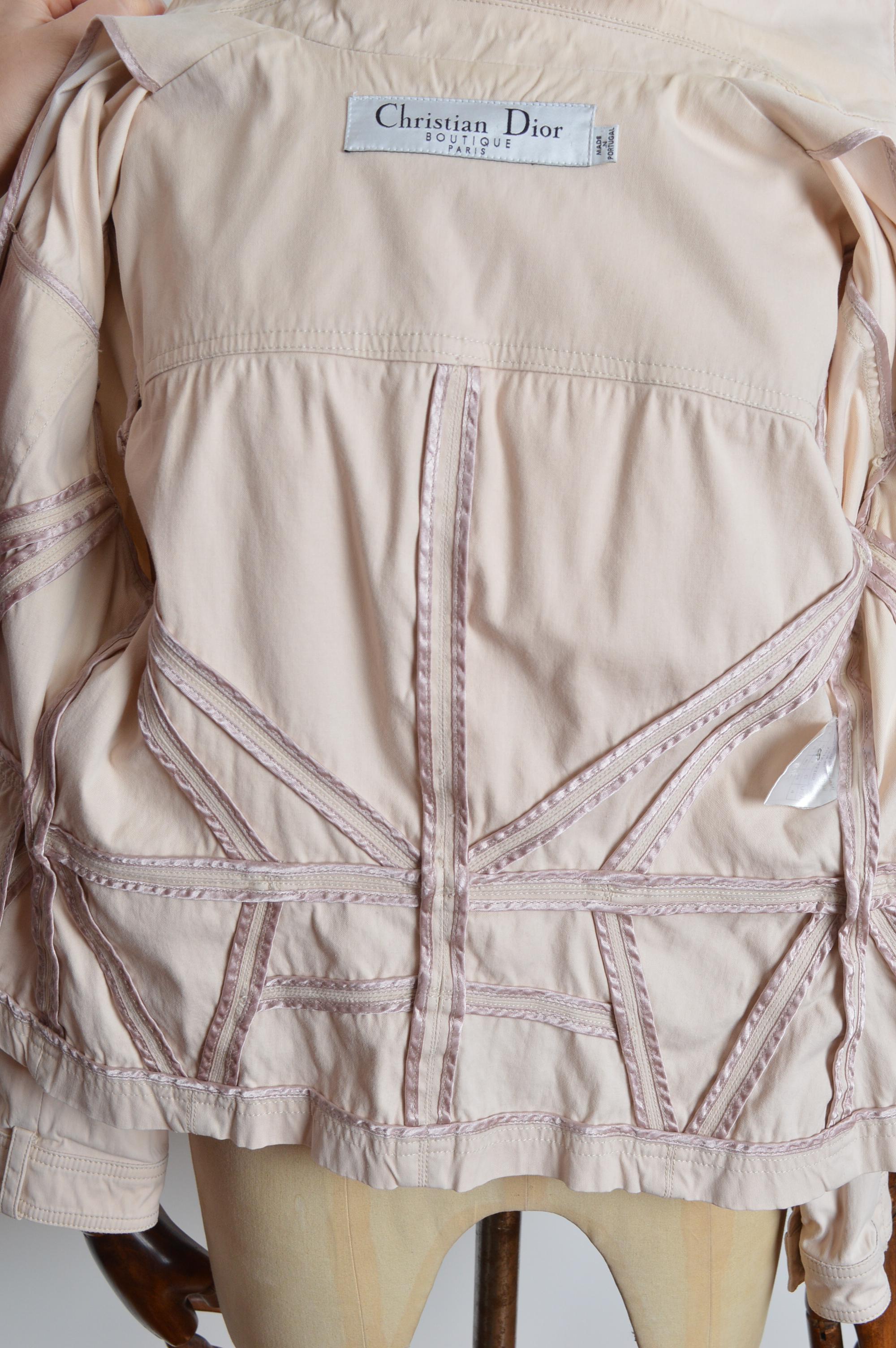 S/S 2007 Christian Dior by John Galliano Chic Cream Boxy Cropped Beige Jacket For Sale 11