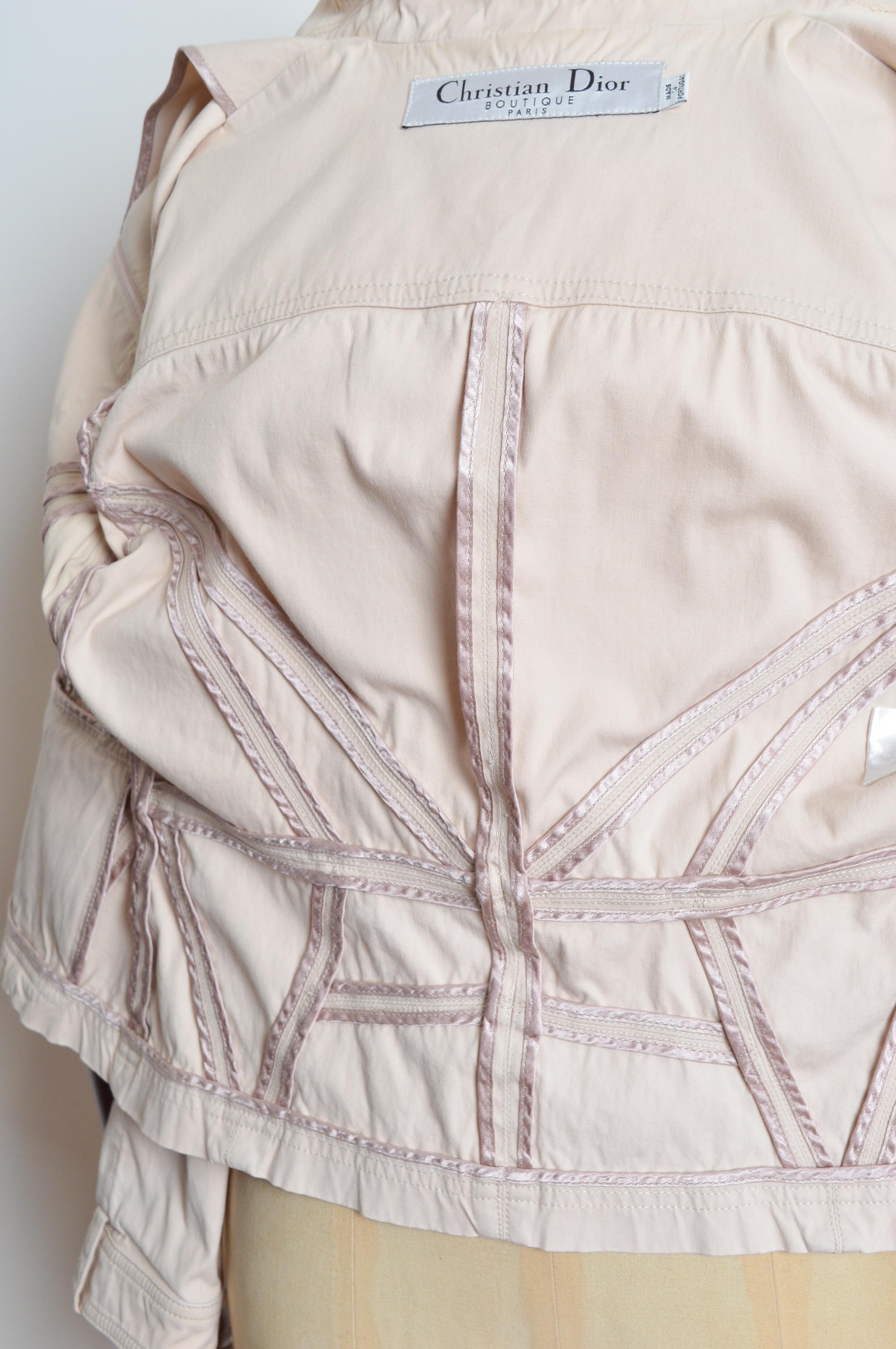 S/S 2007 Christian Dior by John Galliano Chic Cream Boxy Cropped Beige Jacket For Sale 12