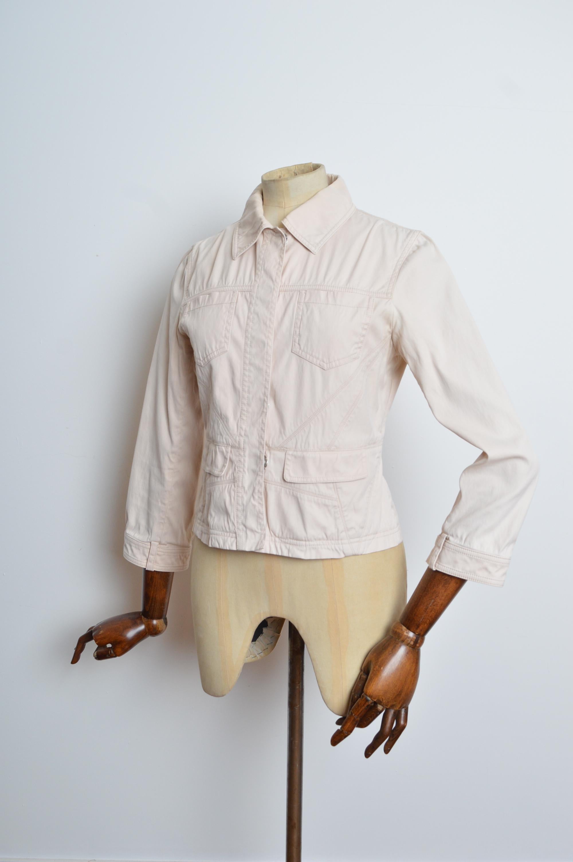 S/S 2007 Christian Dior by John Galliano Chic Cream Boxy Jacket. 
The Cut of this Jacket is sublime, the construction of the Jacket features an assortment of assembled panels, showing the of John Galliano. 
A simple, timeless and effortless