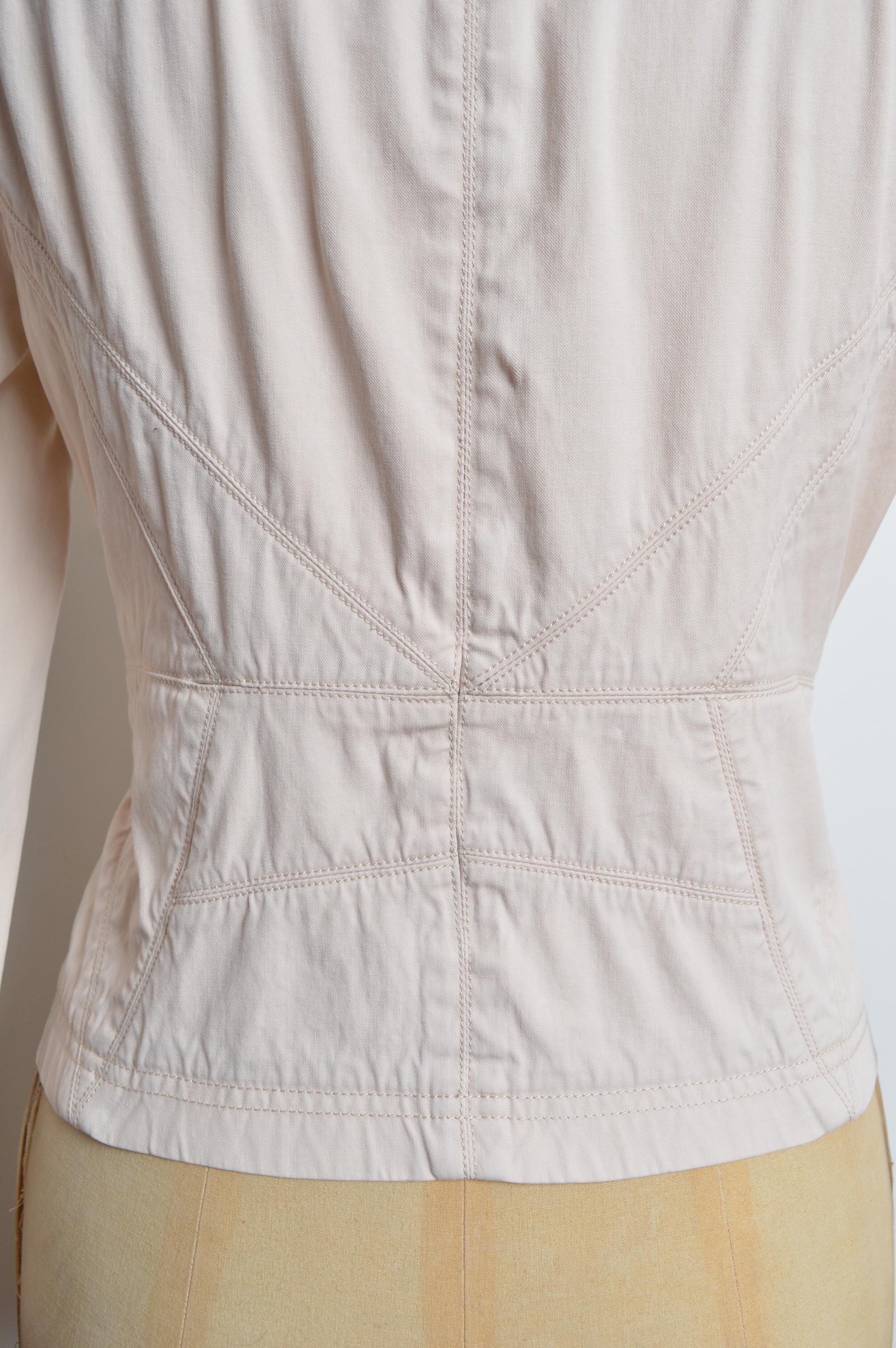 S/S 2007 Christian Dior by John Galliano Chic Cream Boxy Cropped Beige Jacket For Sale 5
