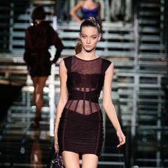 S/S 2007 Dolce & Gabbana Runway Sheer Burgundy Corset Boned Dress