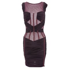 S/S 2007 Dolce & Gabbana Runway Sheer Burgundy Corset Boned Dress