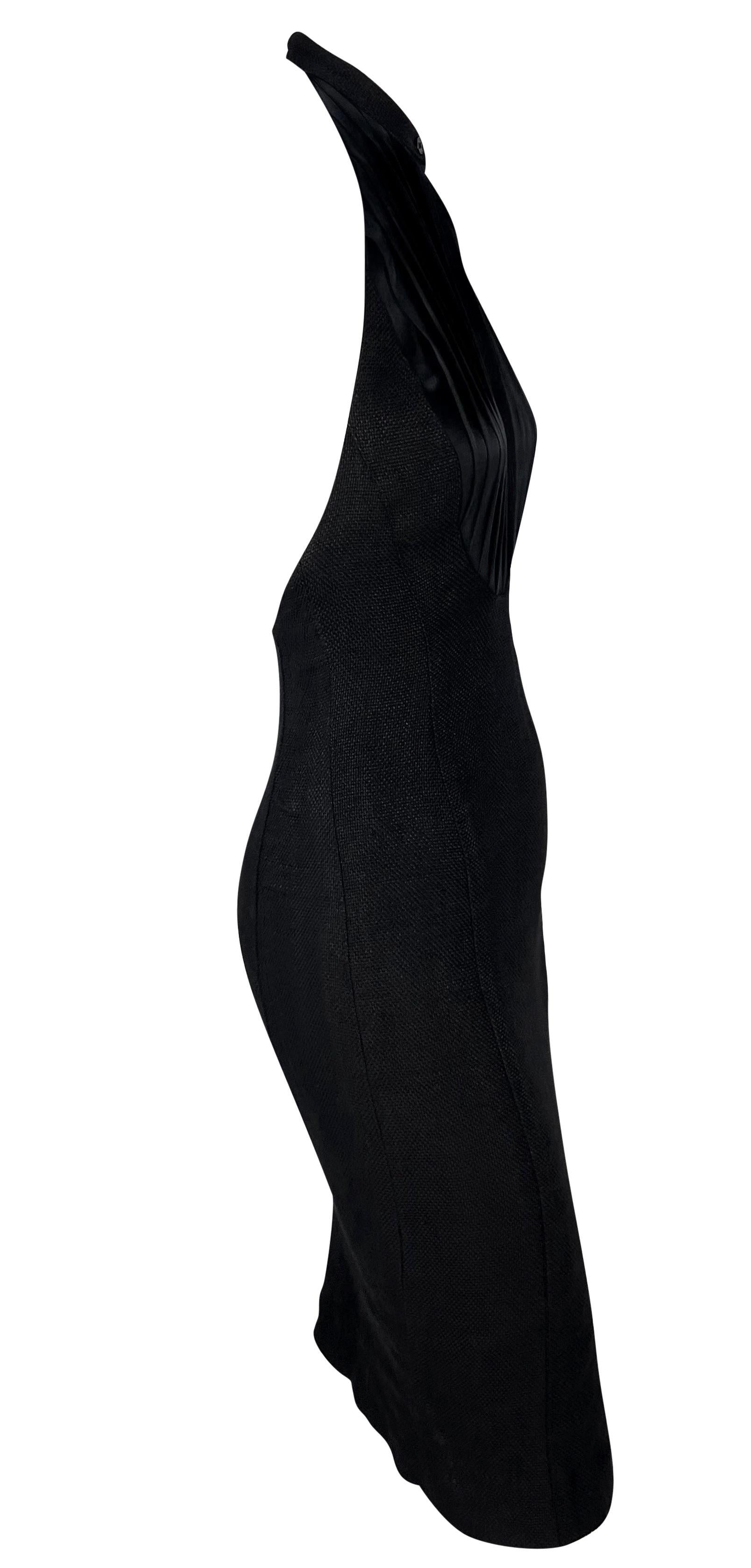 S/S 2007 Ralph Lauren Runway Black Linen Button Up Backless Halter Dress For Sale 7