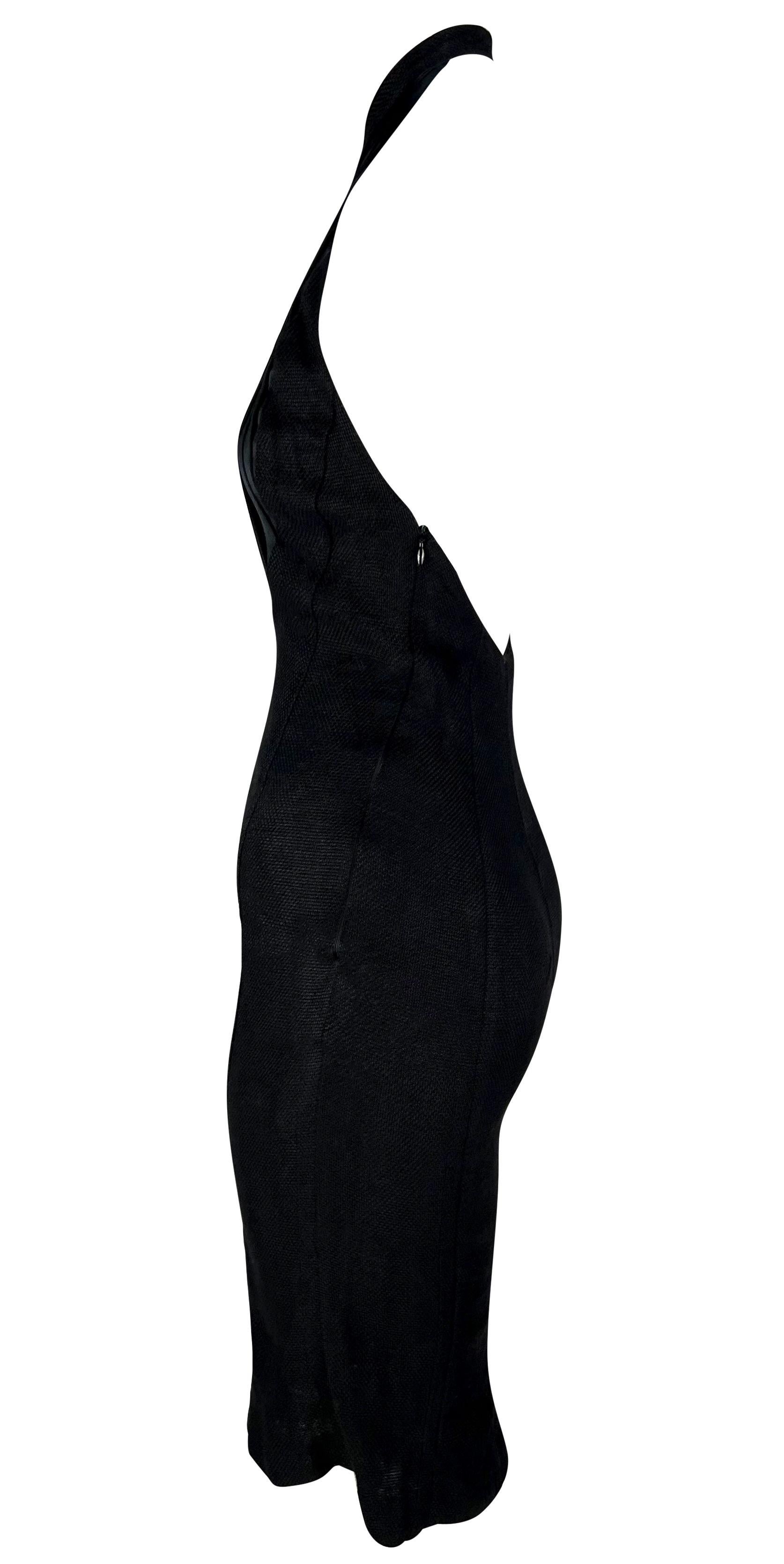 S/S 2007 Ralph Lauren Runway Black Linen Button Up Backless Halter Dress For Sale 4