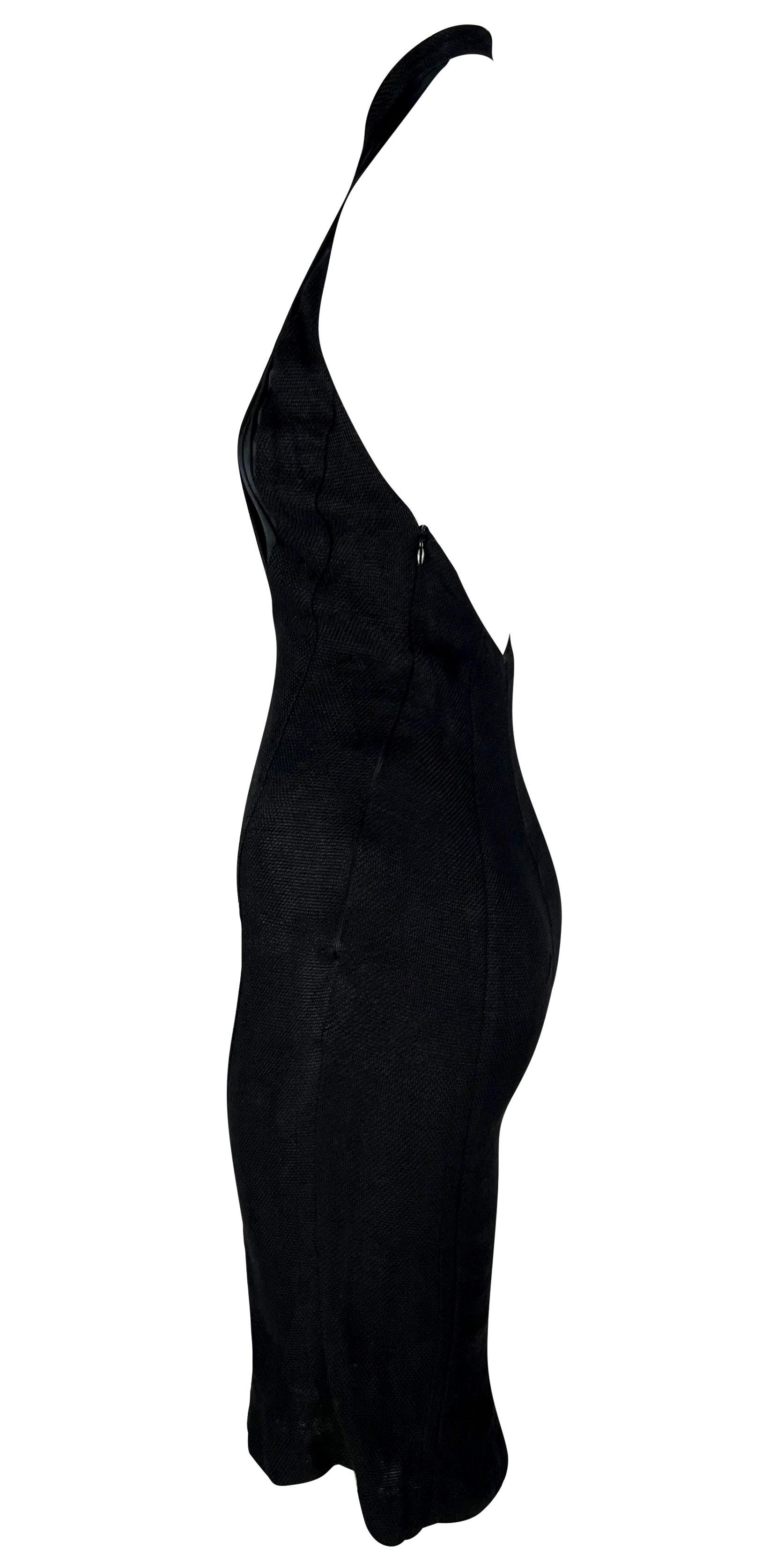 S/S 2007 Ralph Lauren Runway Vestido negro de lino con botones y escote halter sin espalda en venta 3