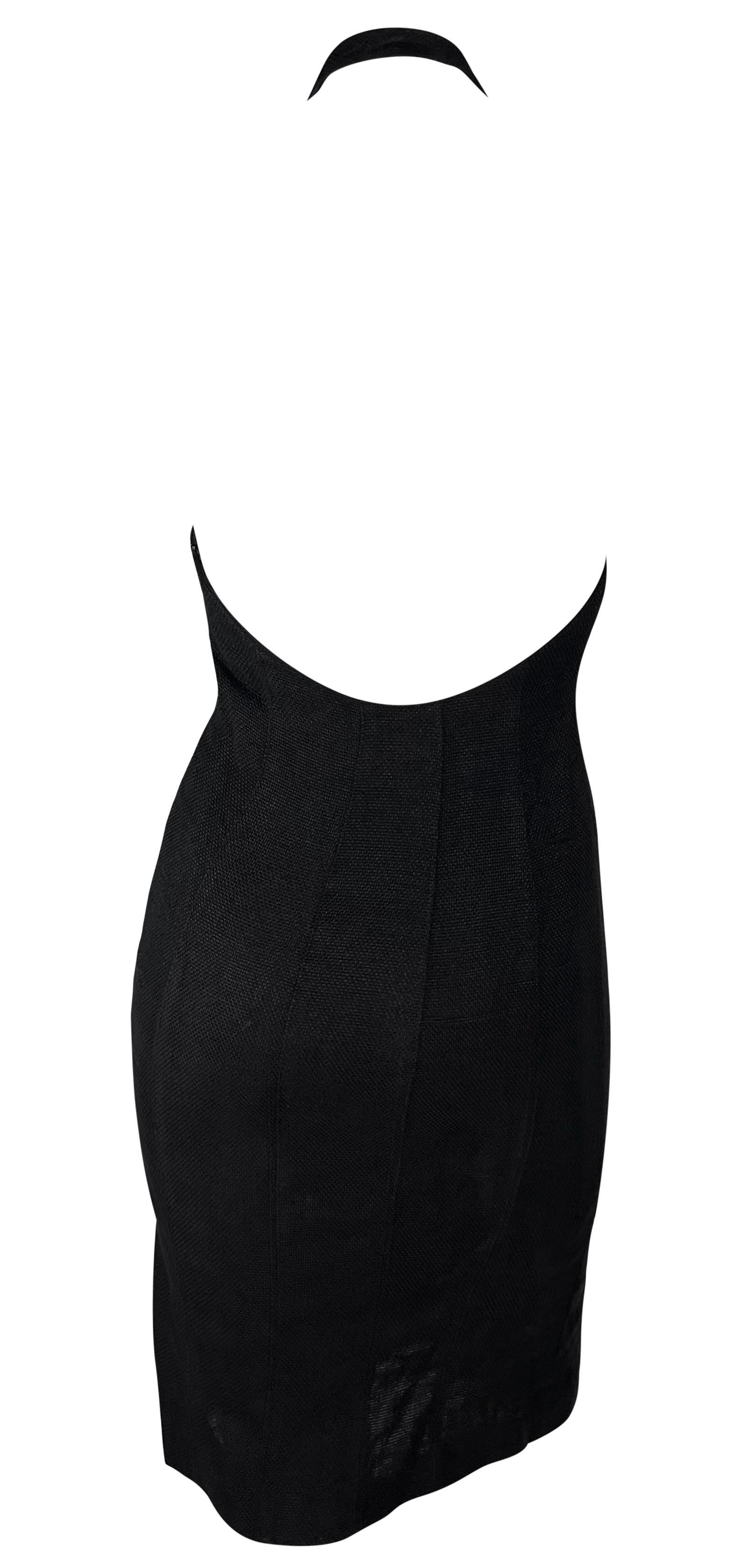 S/S 2007 Ralph Lauren Runway Black Linen Button Up Backless Halter Dress For Sale 5
