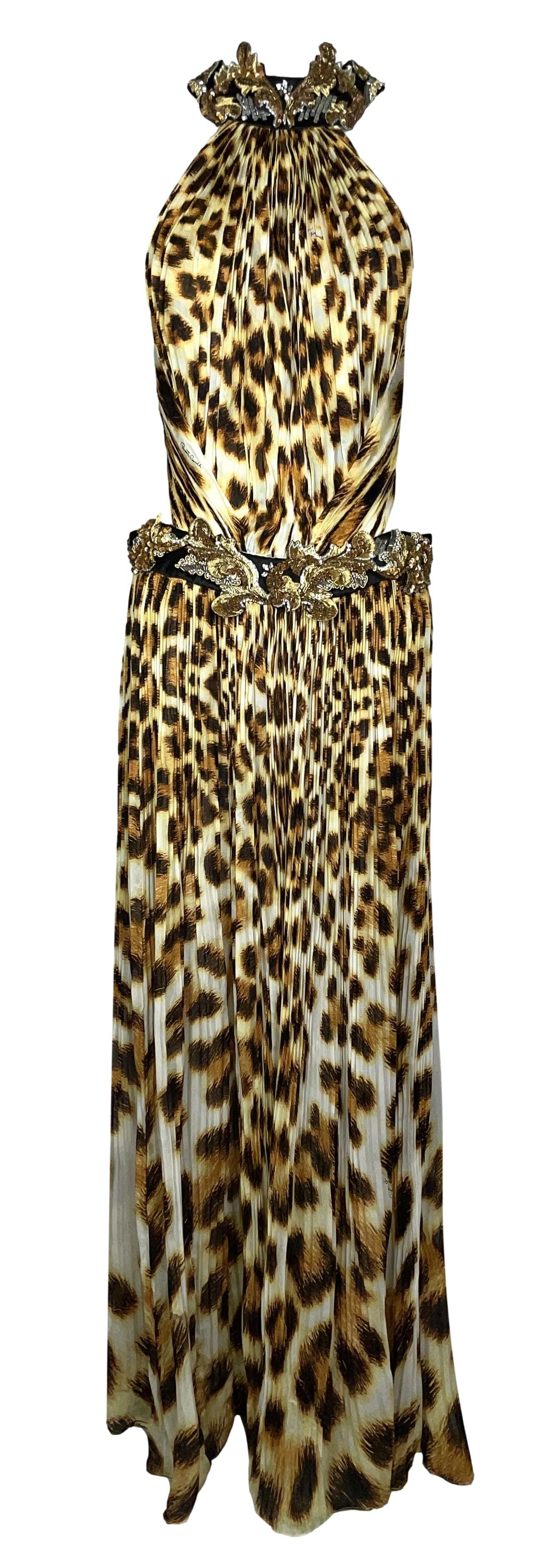 **THANK YOU FOR SHOPPING WITH MES DEUX FILLES**

DESIGNER: S/S 2007 Roberto Cavalli Runway
CONDITION: Fair- has some minor flaws hidden in the print and pleats and marks inside by label
FABRIC: Silk
COUNTRY MADE: Italy
SIZE: No size tag- please