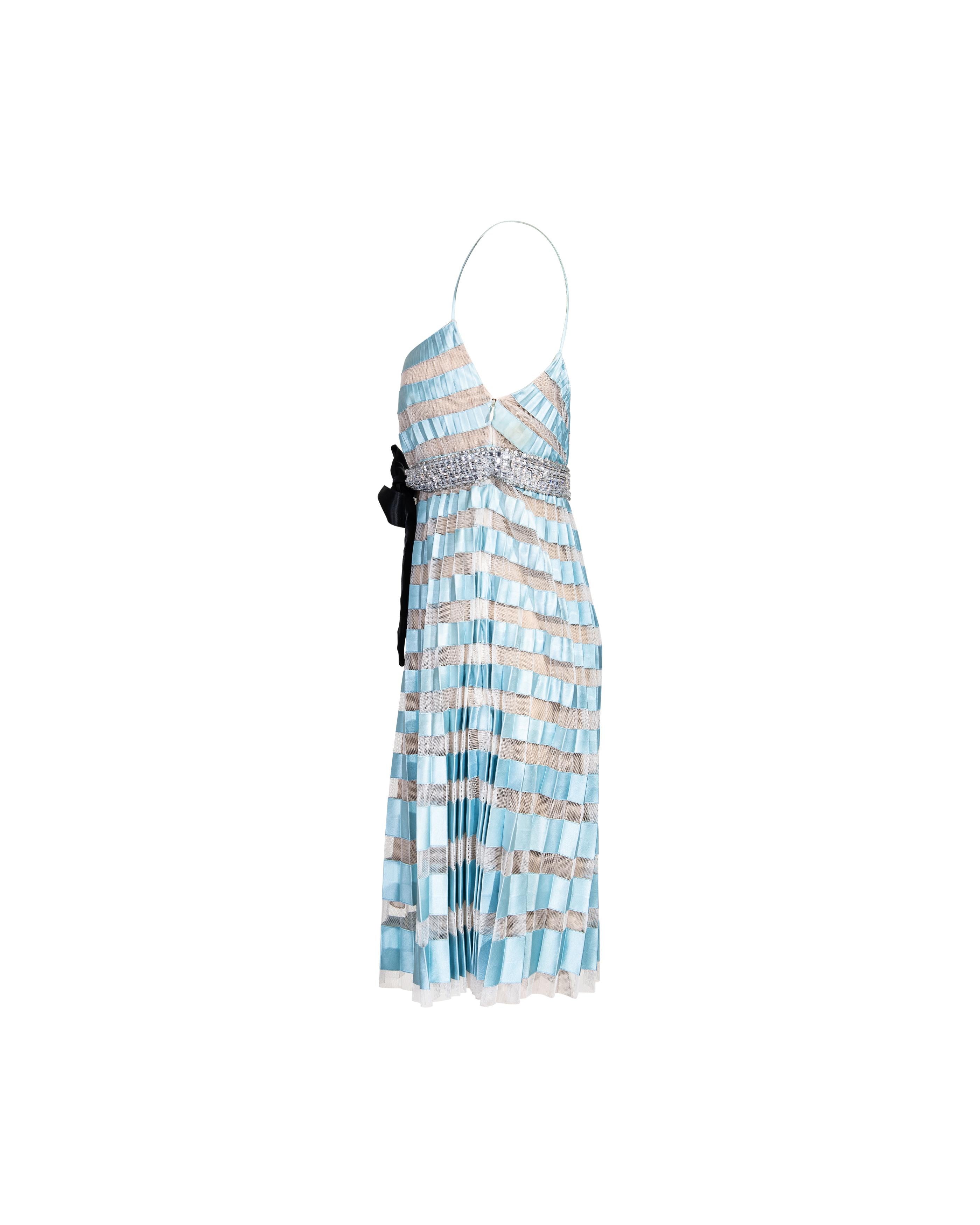 S/S 2007 Valentino - Mini robe plissée - Bleu ciel Pour femmes en vente