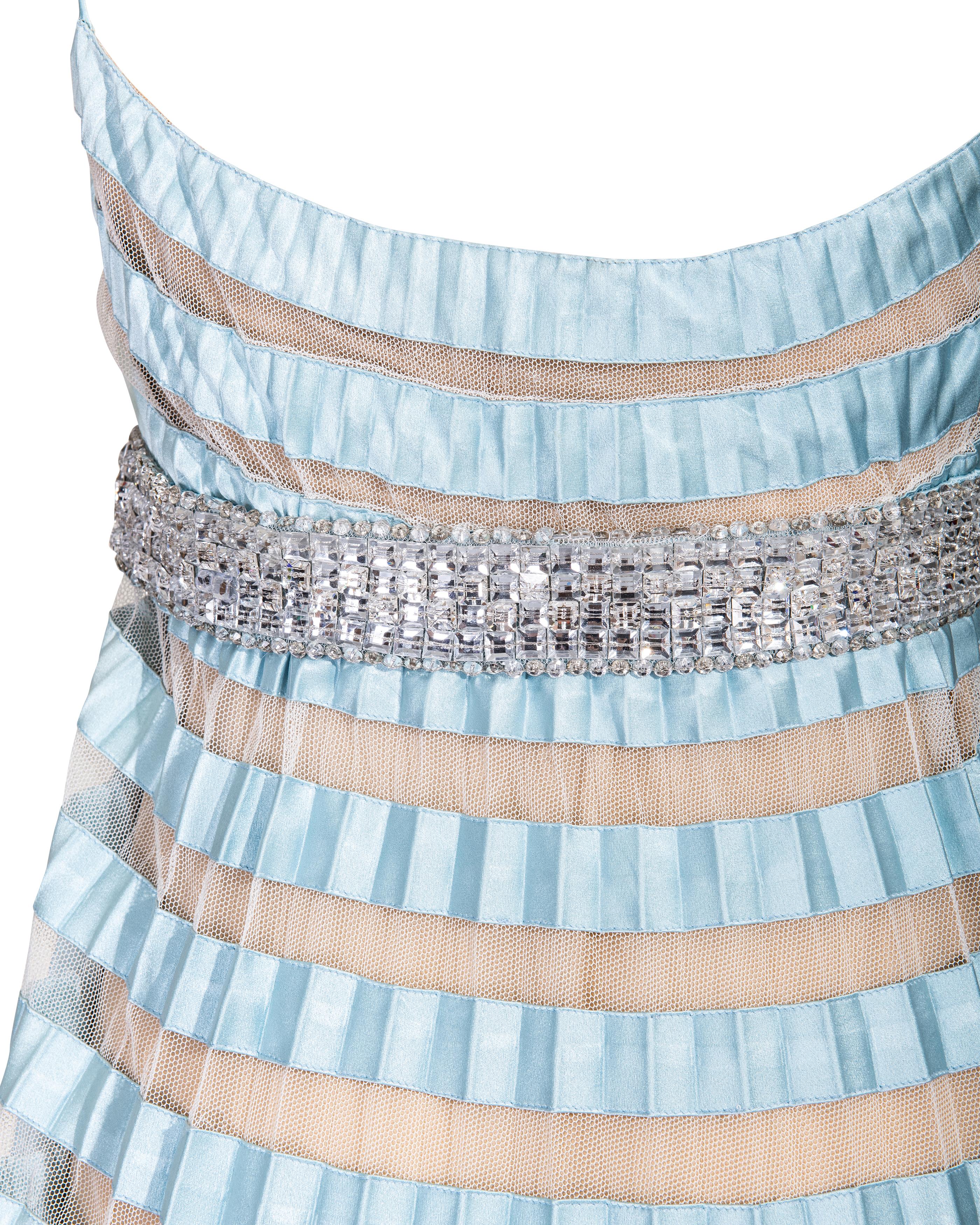 S/S 2007 Valentino - Mini robe plissée - Bleu ciel en vente 4