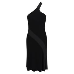 S/S 2007 Versace by Donatella Black Stretch 'V' Buckle Asymmetric Flare Dress