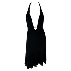 P/E 2007 Versace by Donatella Versace con strass e Medusa, mini abito nero con aletta e svasatura