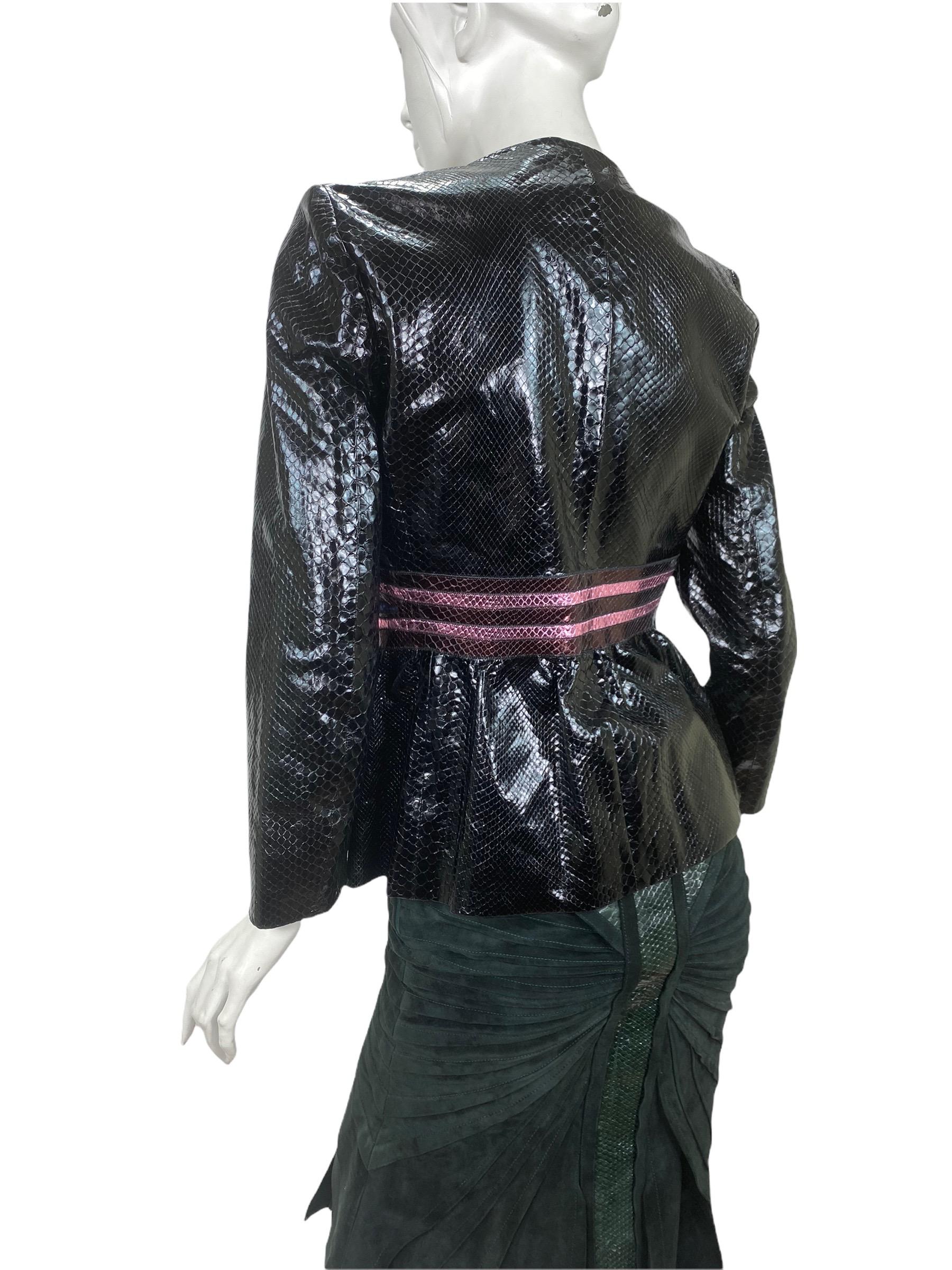 Women's S/S 2007 Vintage Gucci Black Python Leather Jacket For Sale