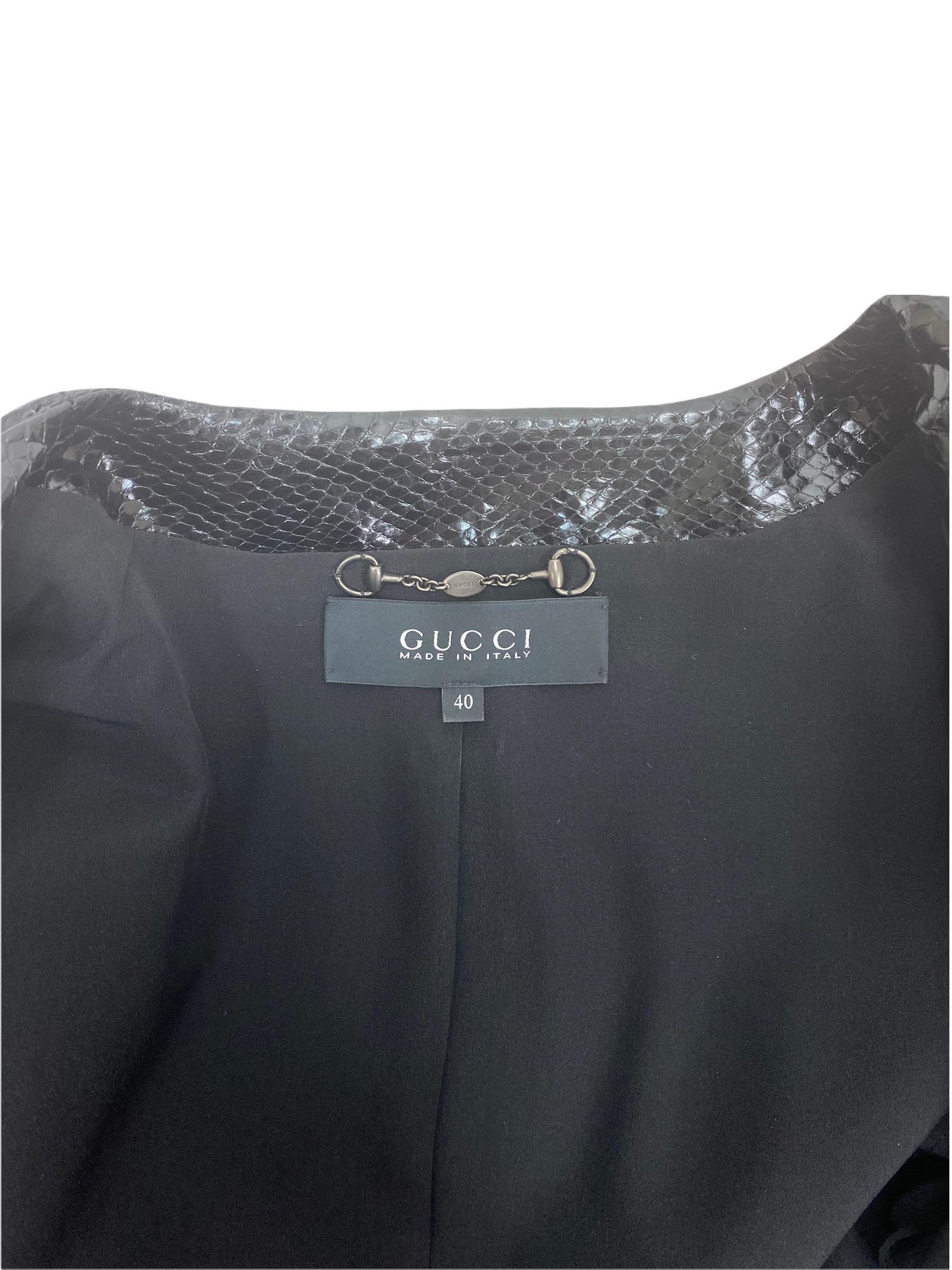 S/S 2007 Vintage Gucci Veste en cuir de python noir en vente 2