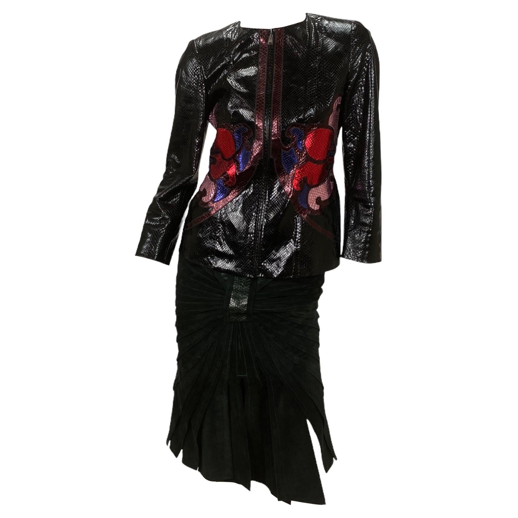 S/S 2007 Vintage Gucci Chaqueta de piel de pitón negra