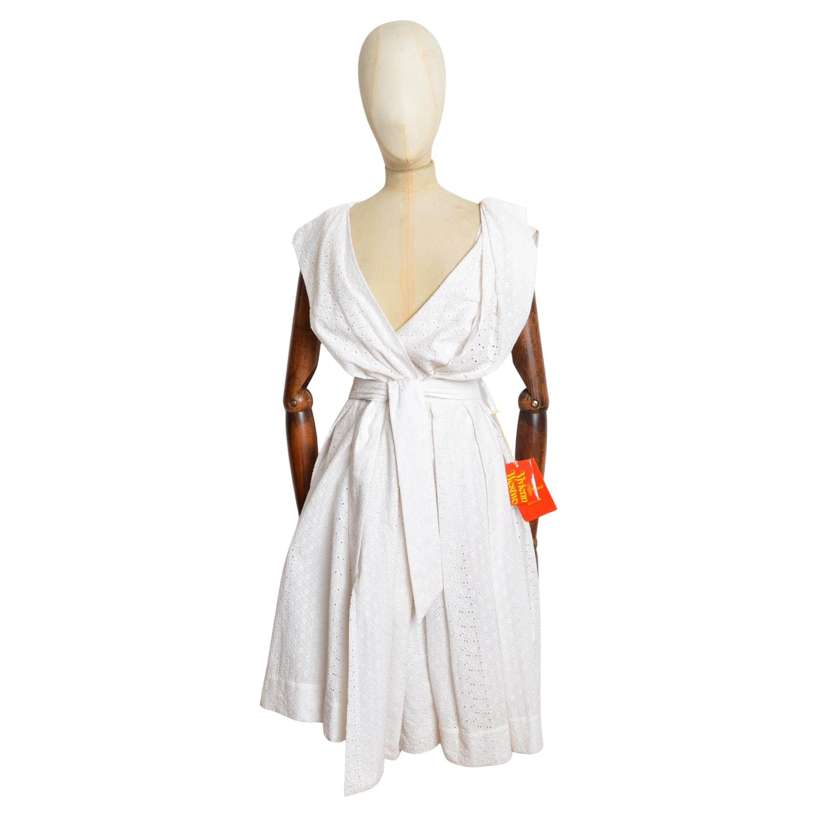 S/S 2007 Vivienne Westwood Weißes Broderie Anglaise Vintage Spitze Tee-Kleid