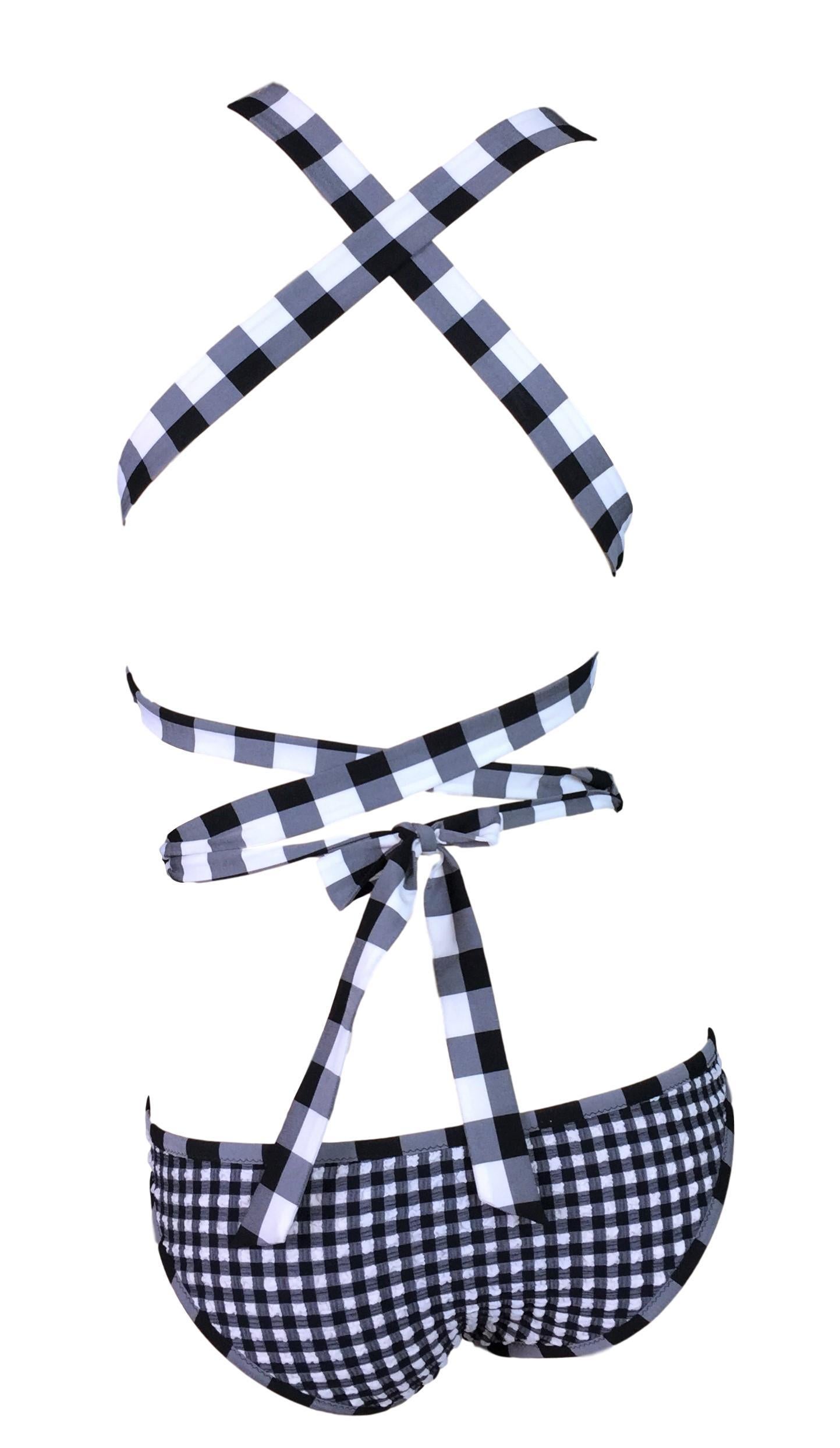 Gray S/S 2007 Yves Saint Laurent Pin-Up Gingham Black & White Cut-Out Swimsuit